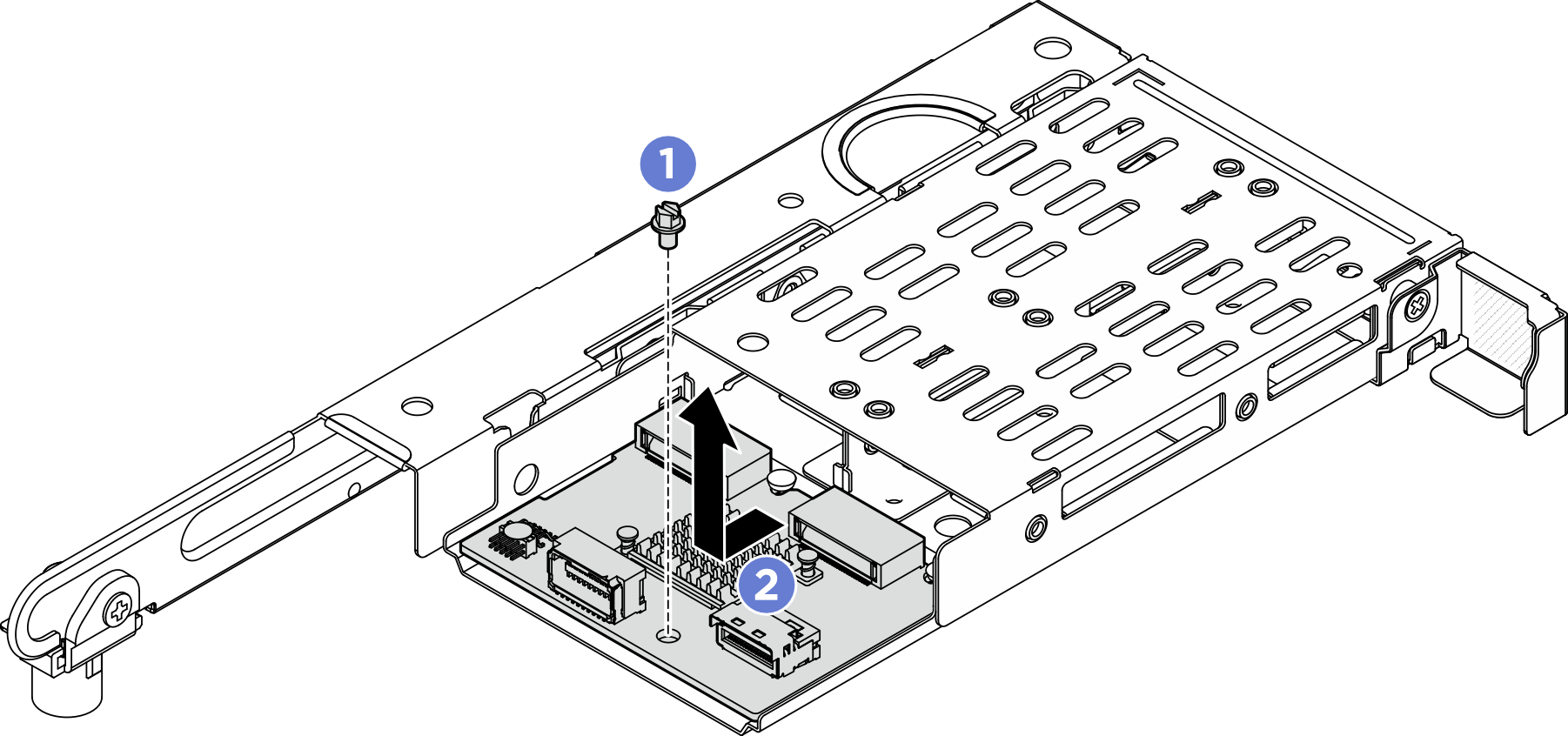 Removing the M.2 backplane from 1FH M.2 riser cage