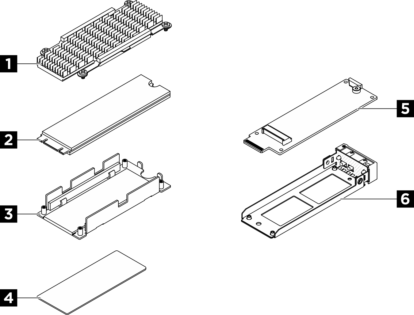Parts of a hot-swap M.2 drive assembly