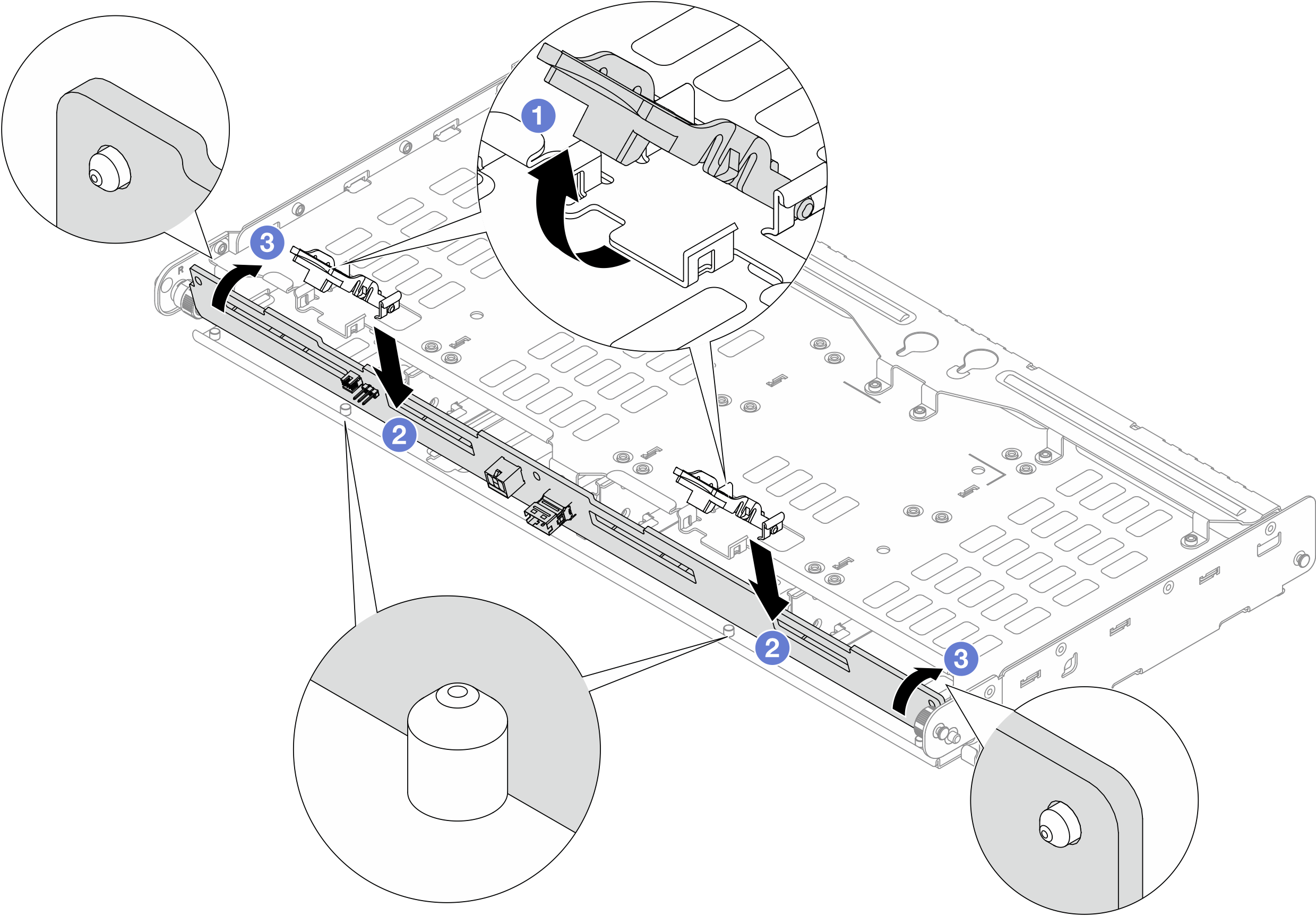 Installing the 4 x 3.5" rear drive backplane