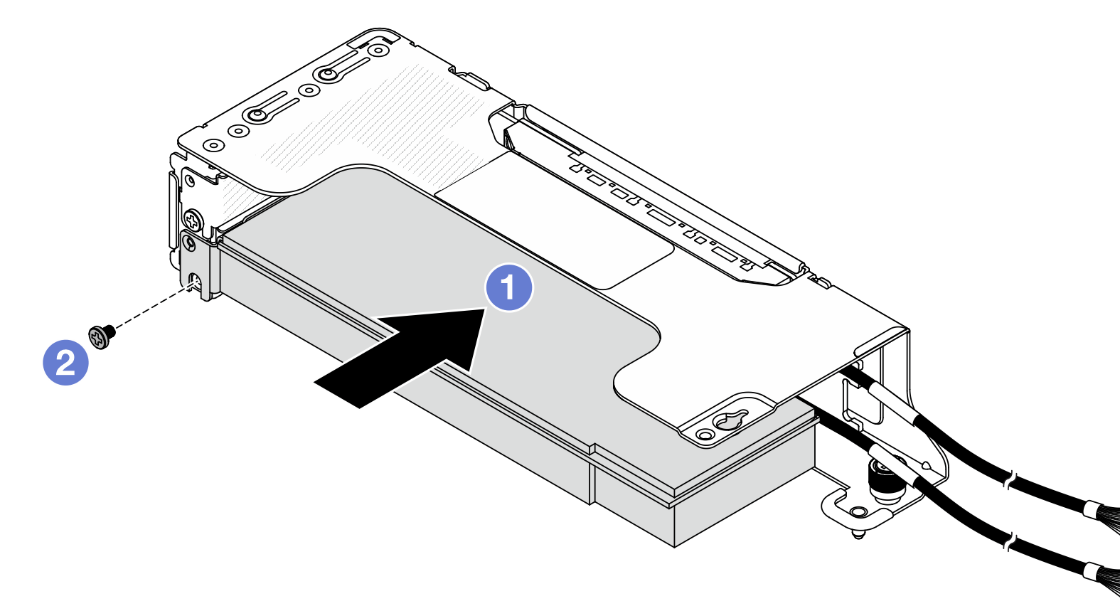 Installing a PCIe adapter into the 2LP riser cage