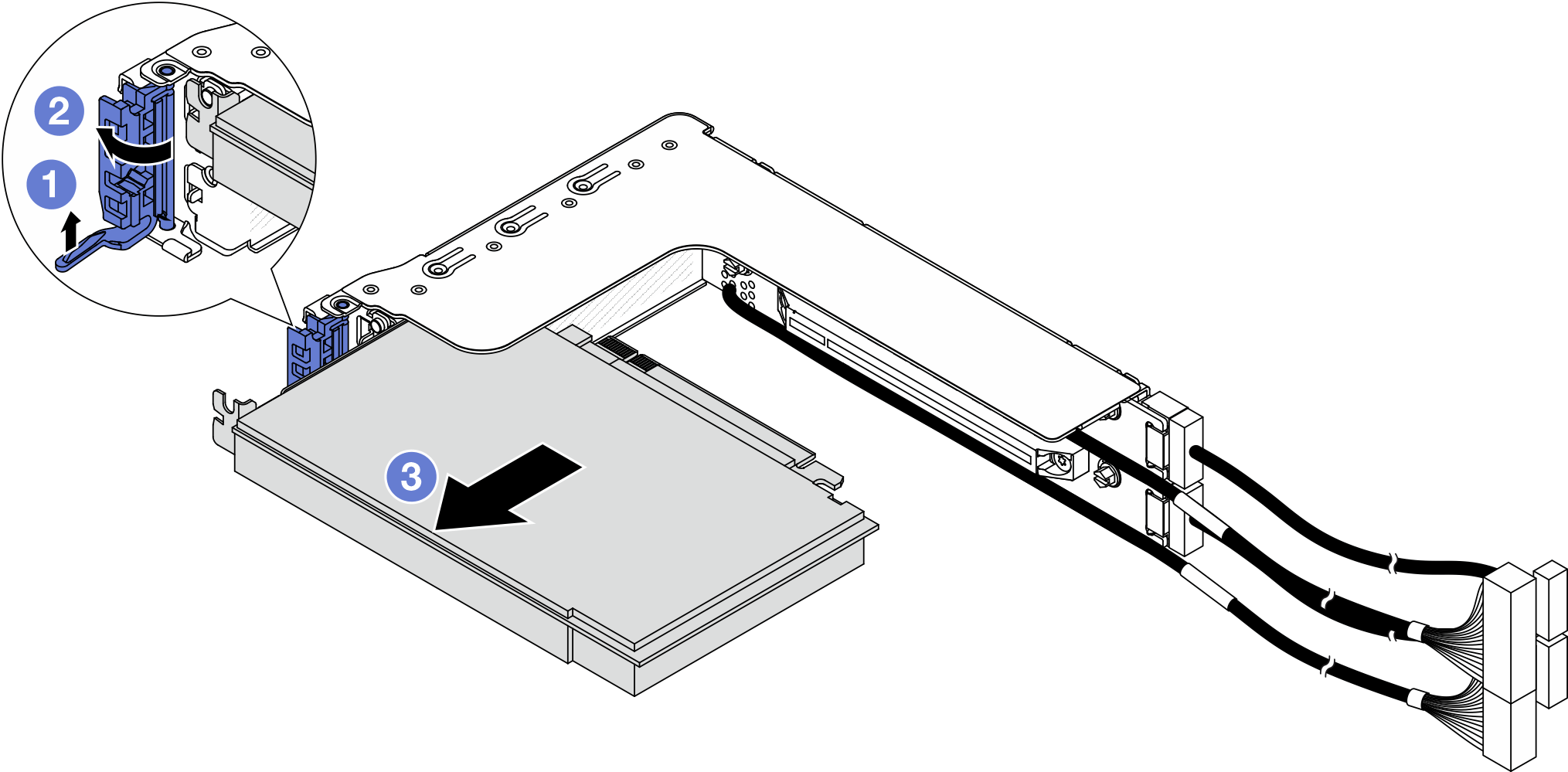Removing a PCIe adapter from the 2FH riser cage
