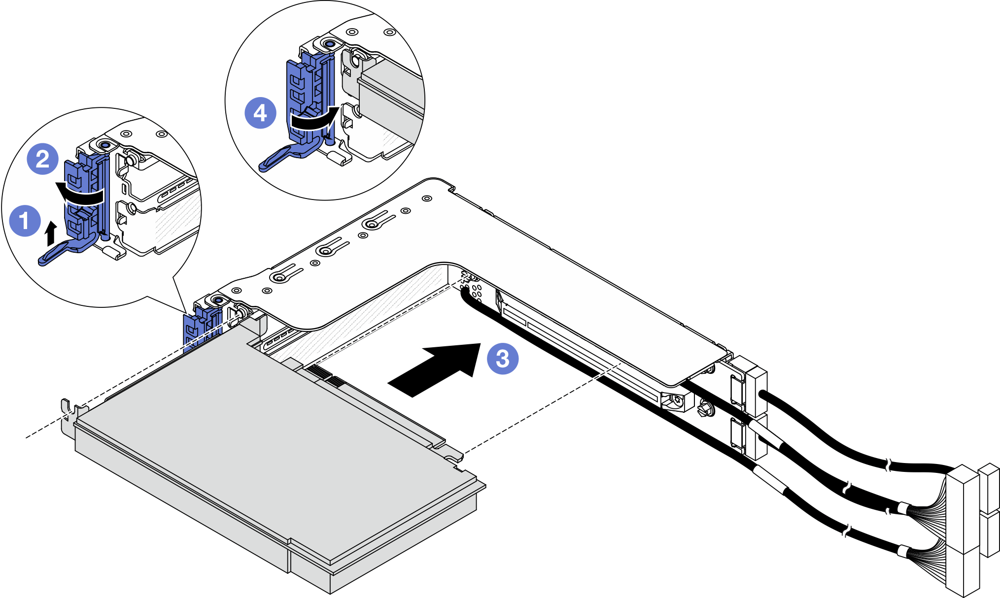 Installing a PCIe adapter on the 2FH riser cage