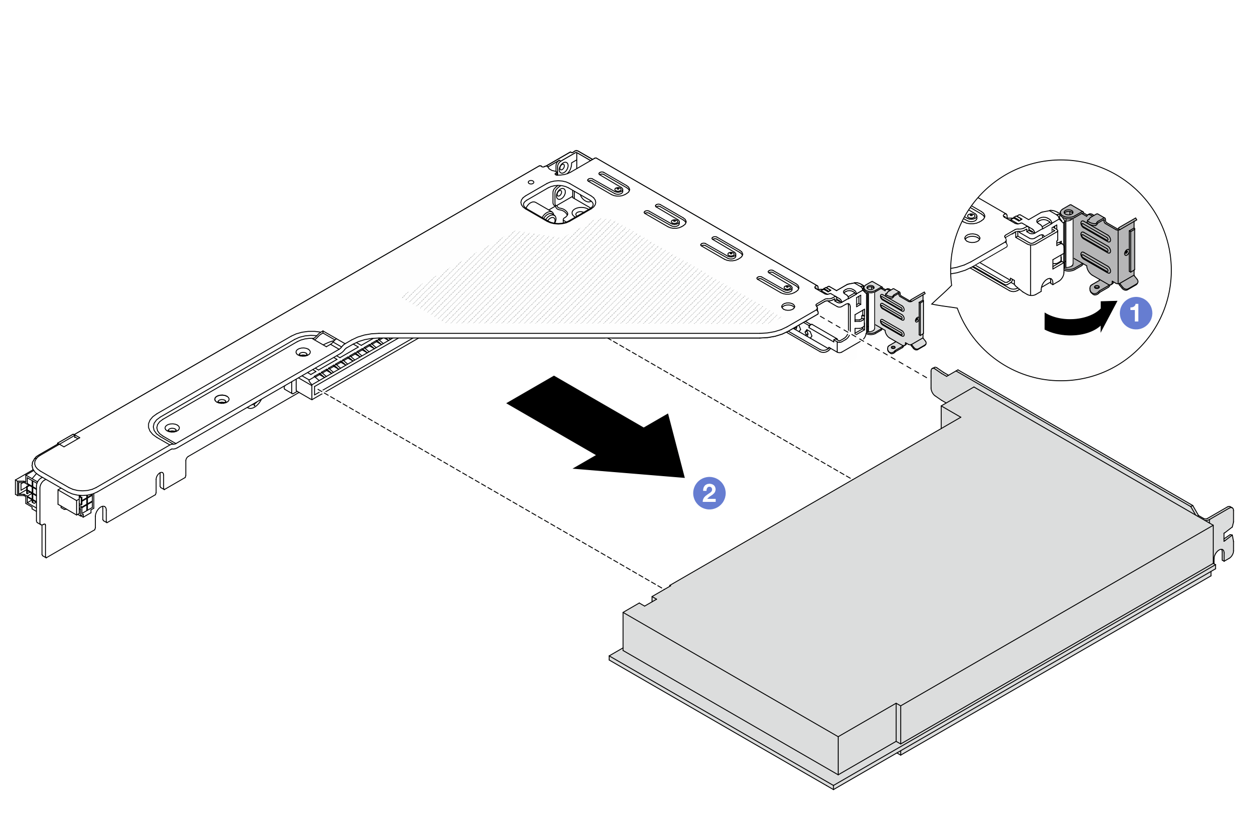 Removing a PCIe adapter from the 1FH riser cage