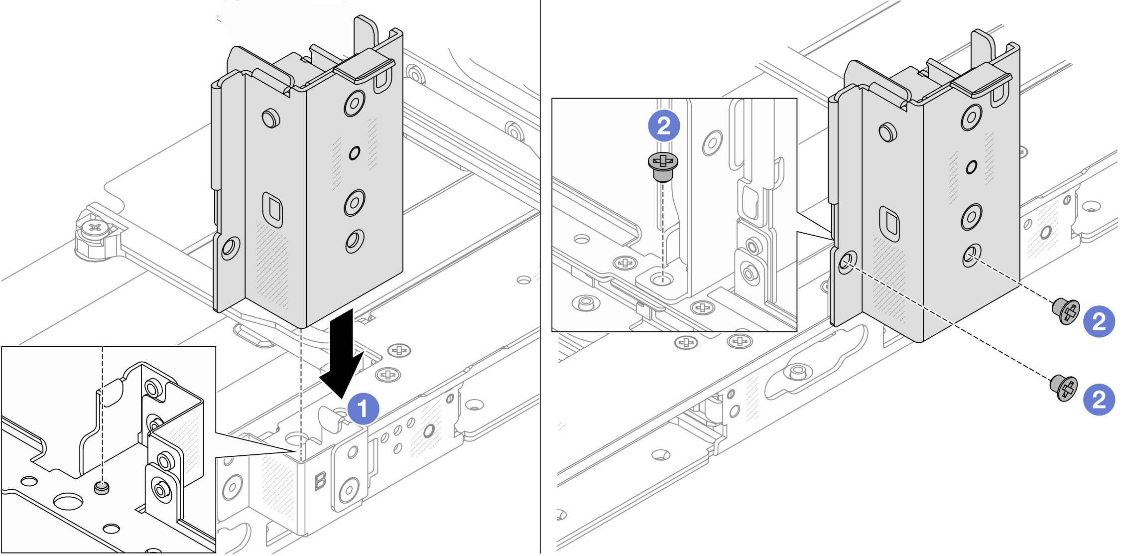 Installing the middle rearwall bracket