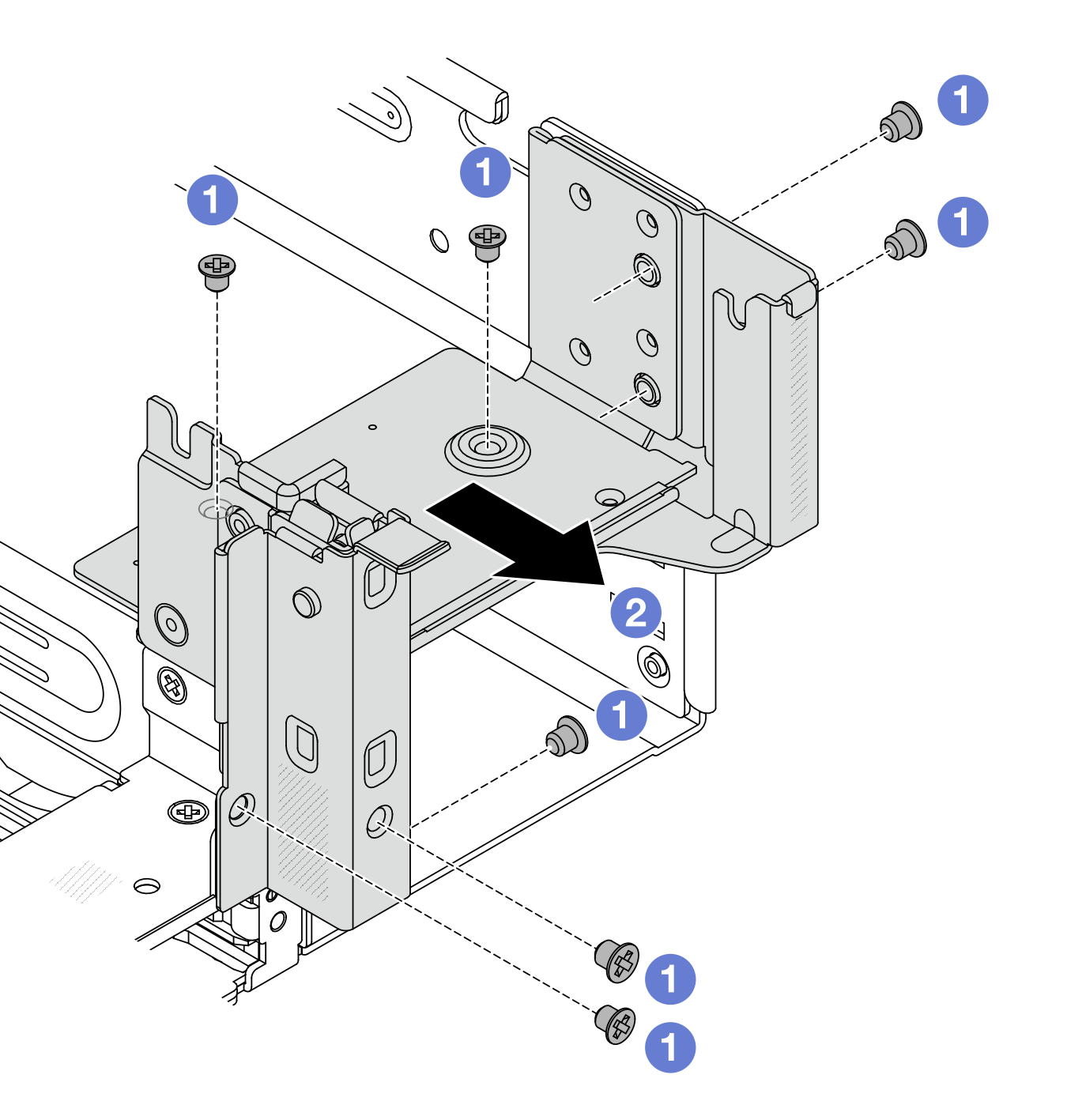 Removing the right rearwall bracket