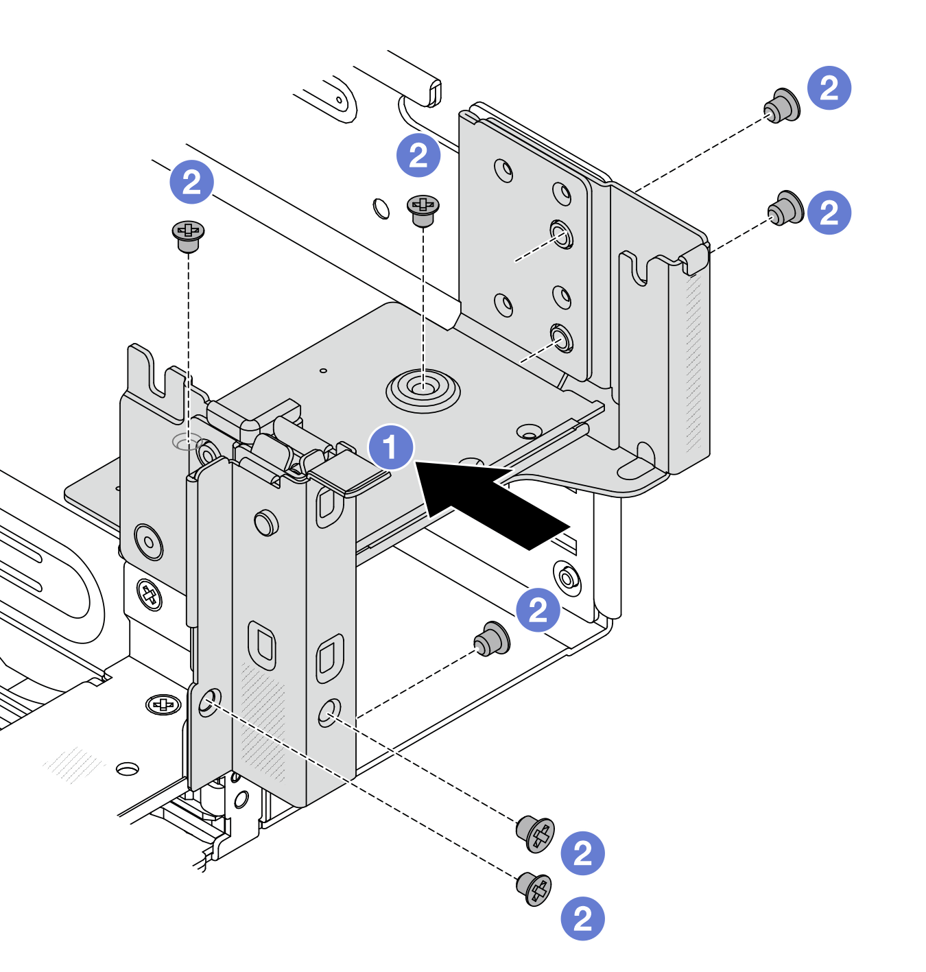 Installing the right rearwall bracket