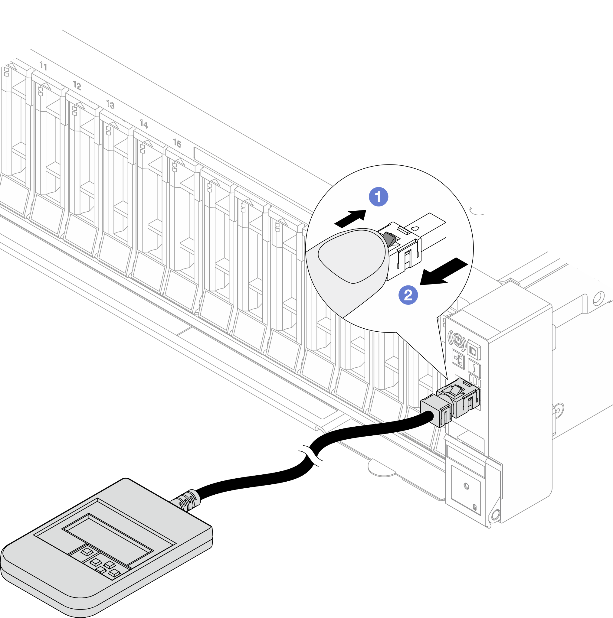 Unplugging the external diagnostics handset