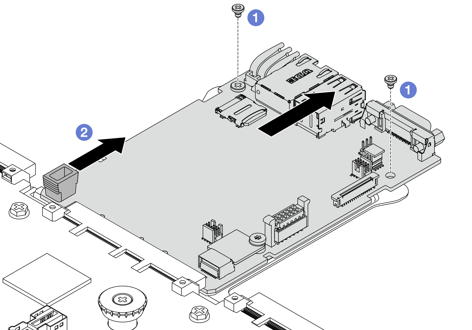 Separating the system I/O board from the processor board