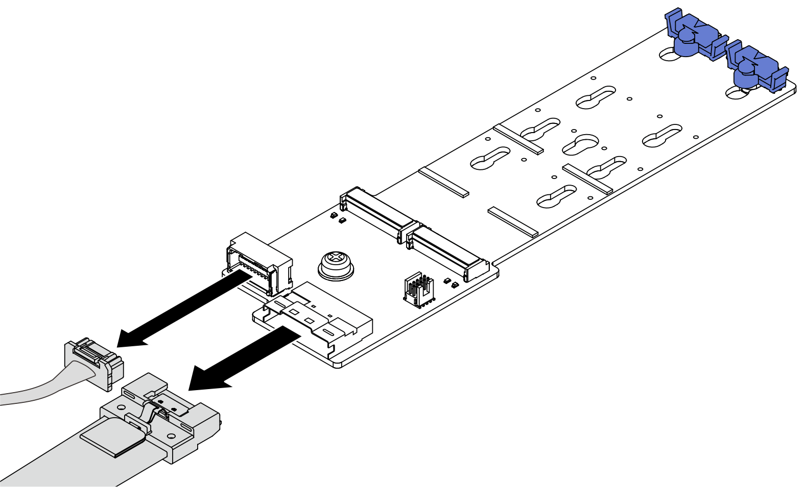 Disconnecting M.2 cables from M.2 backplane