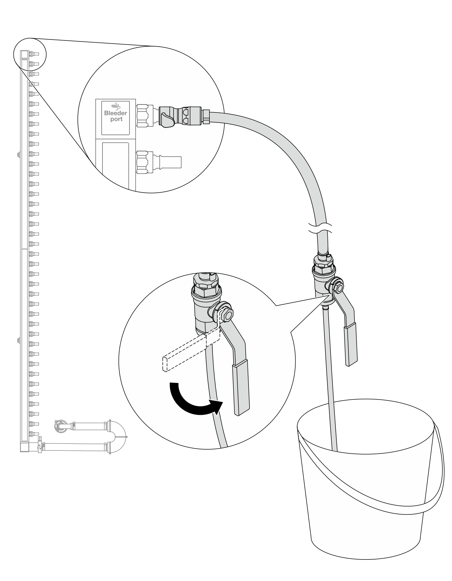 Opening the bleeder valve