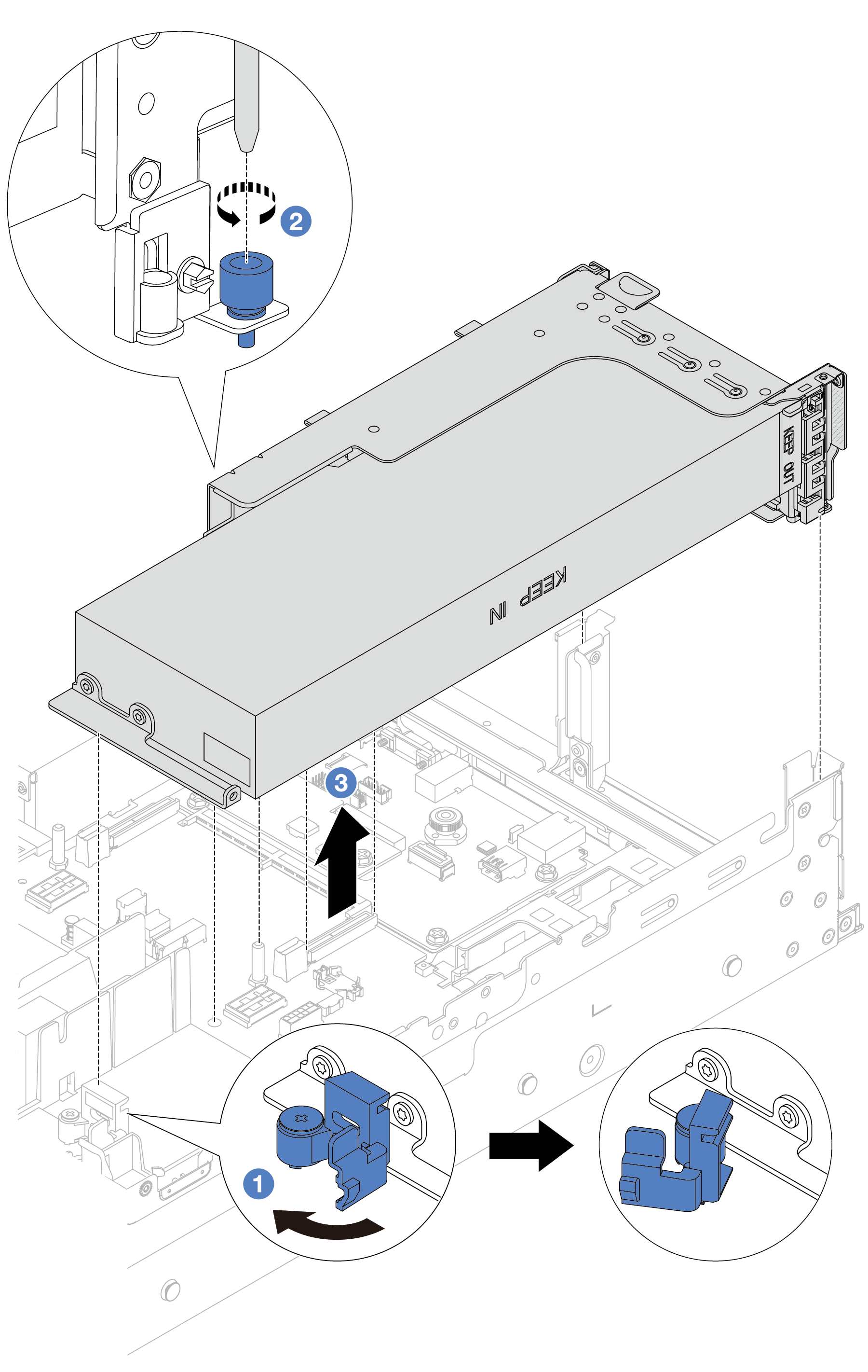 Removing the riser 1 assembly with GPU adapter