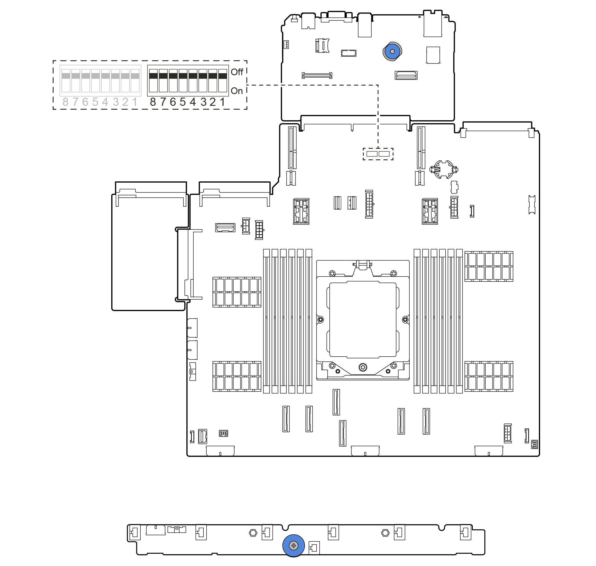 Switch block on the system board assembly