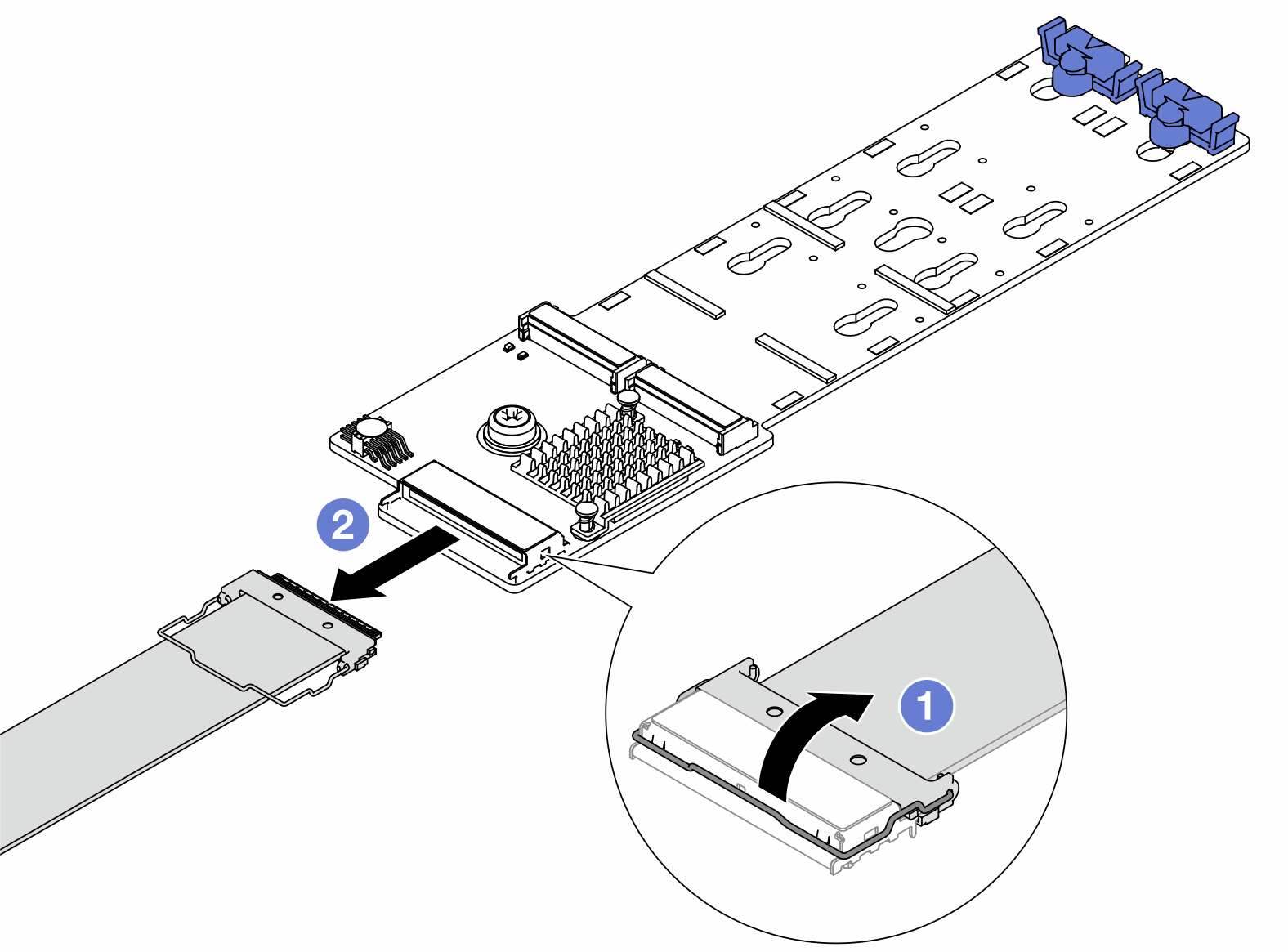 Disconnecting M.2 cables from M.2 backplane