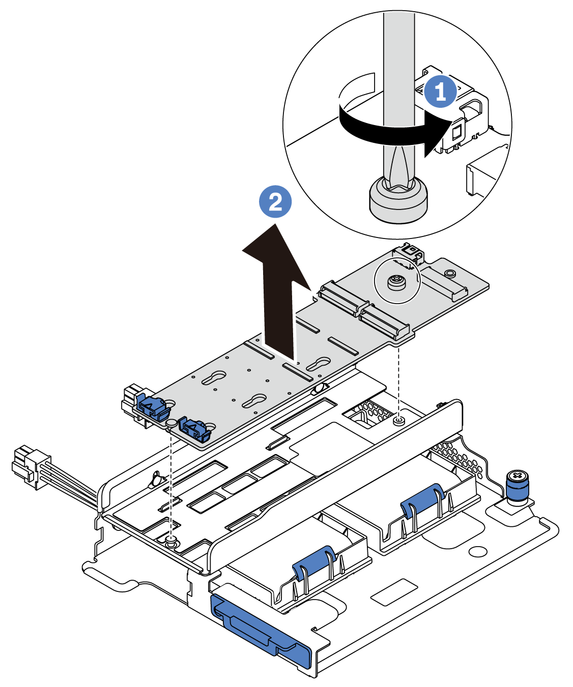 Remove the M.2 adapter from the tray.