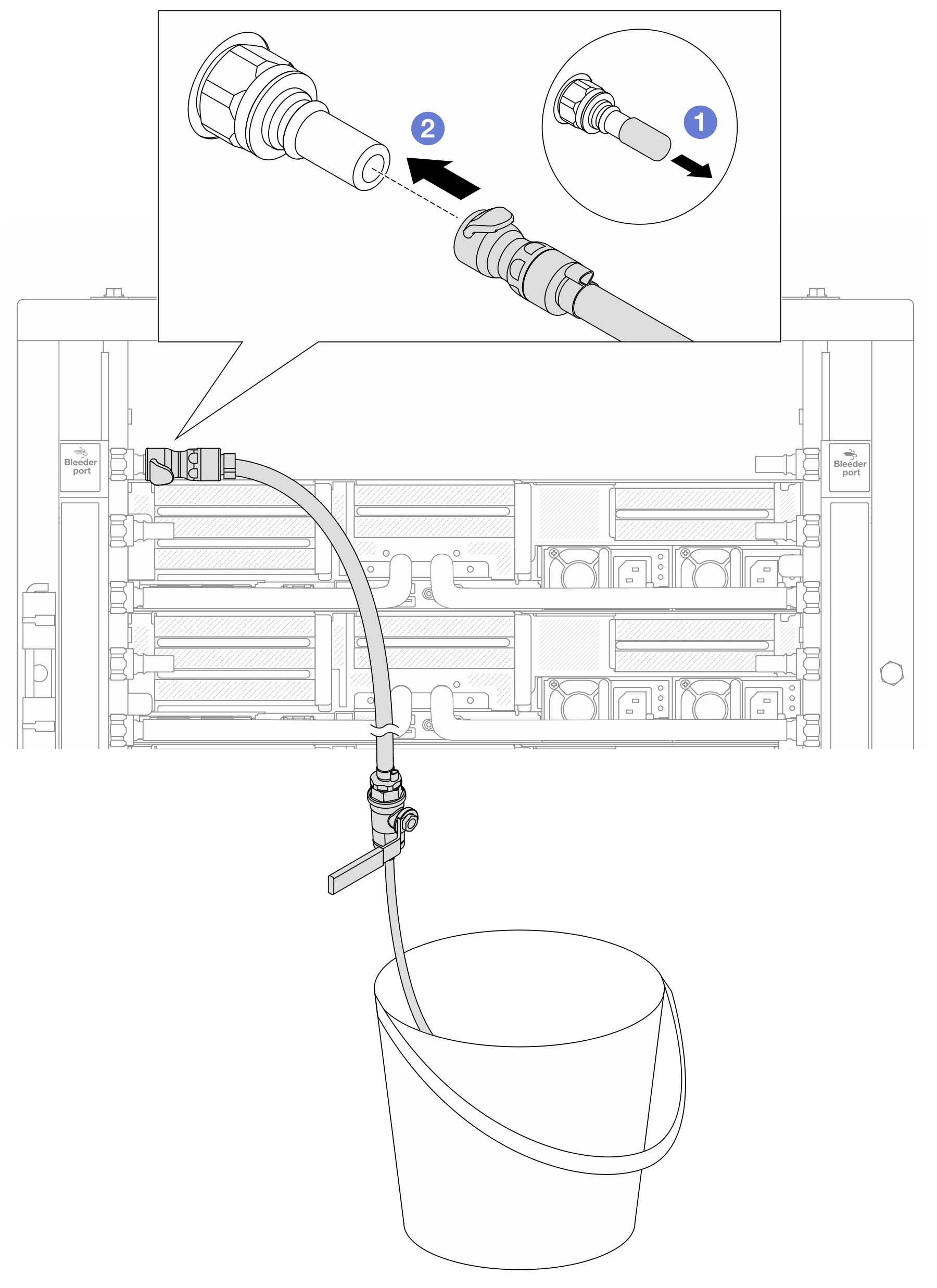 Installing the bleeder kit on the supply/inlet side