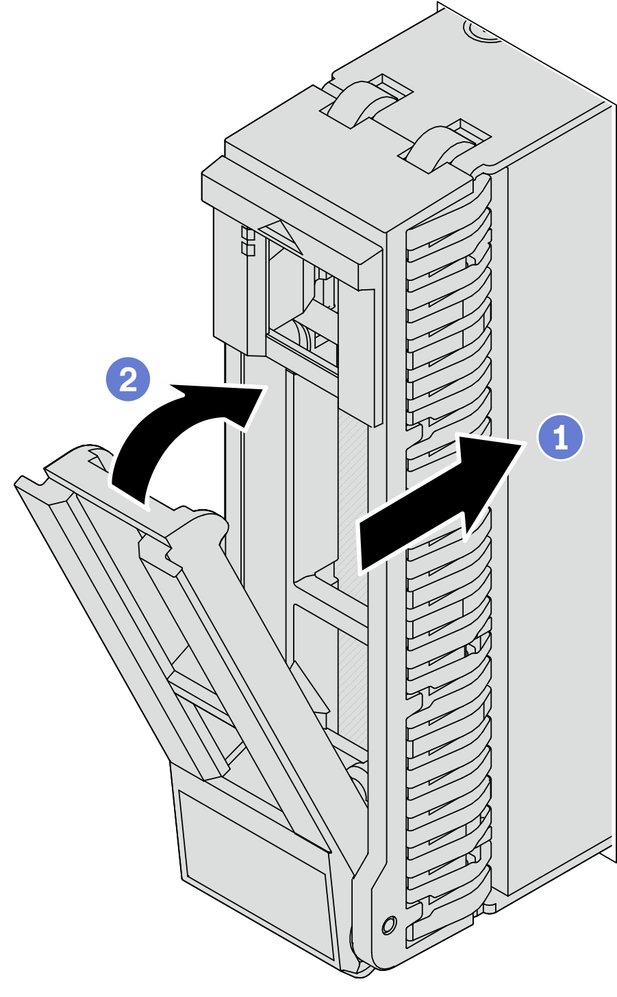 Opening the drive tray handle
