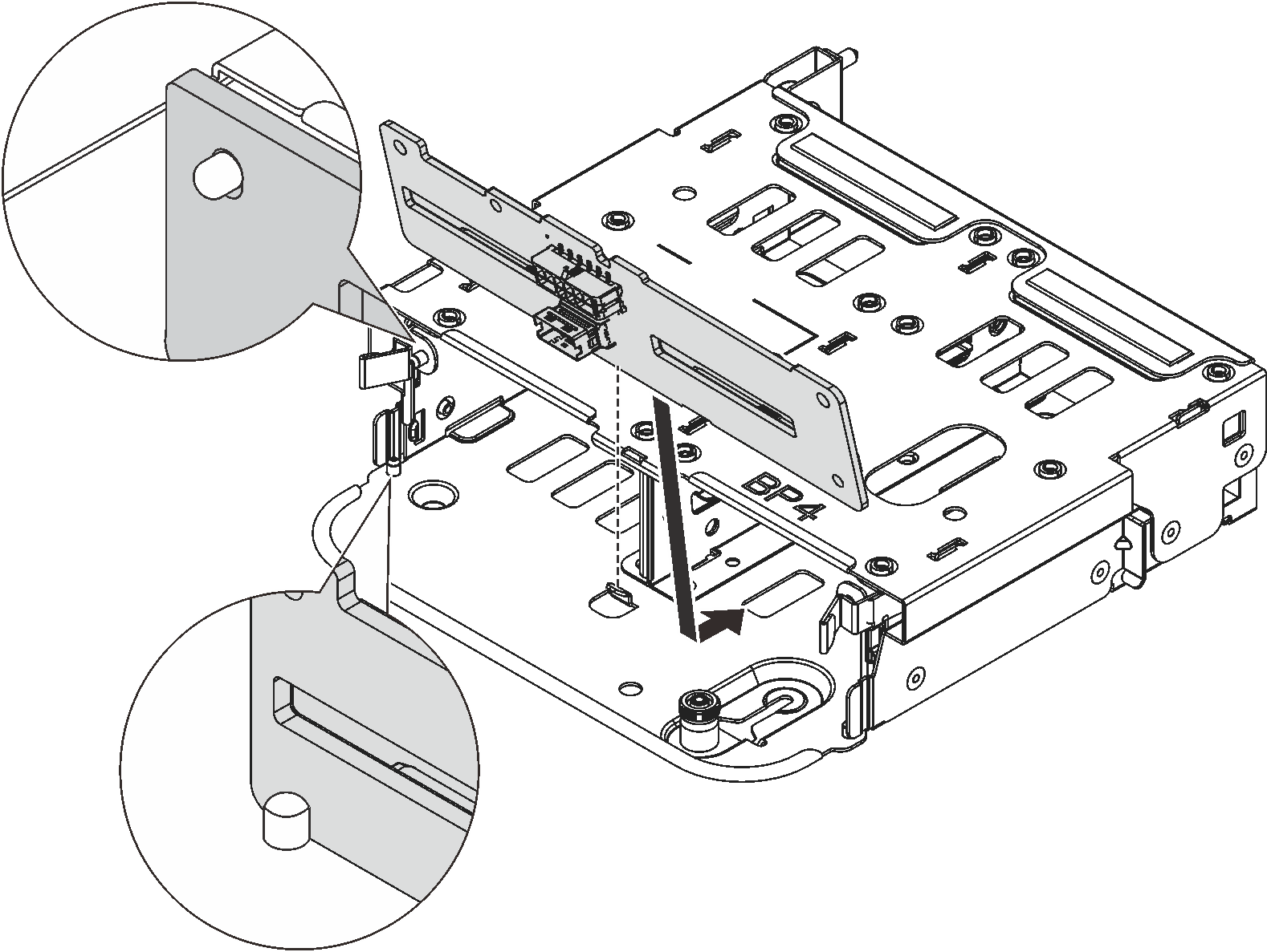 Installing the 4 x 2.5-inch rear drive backplane