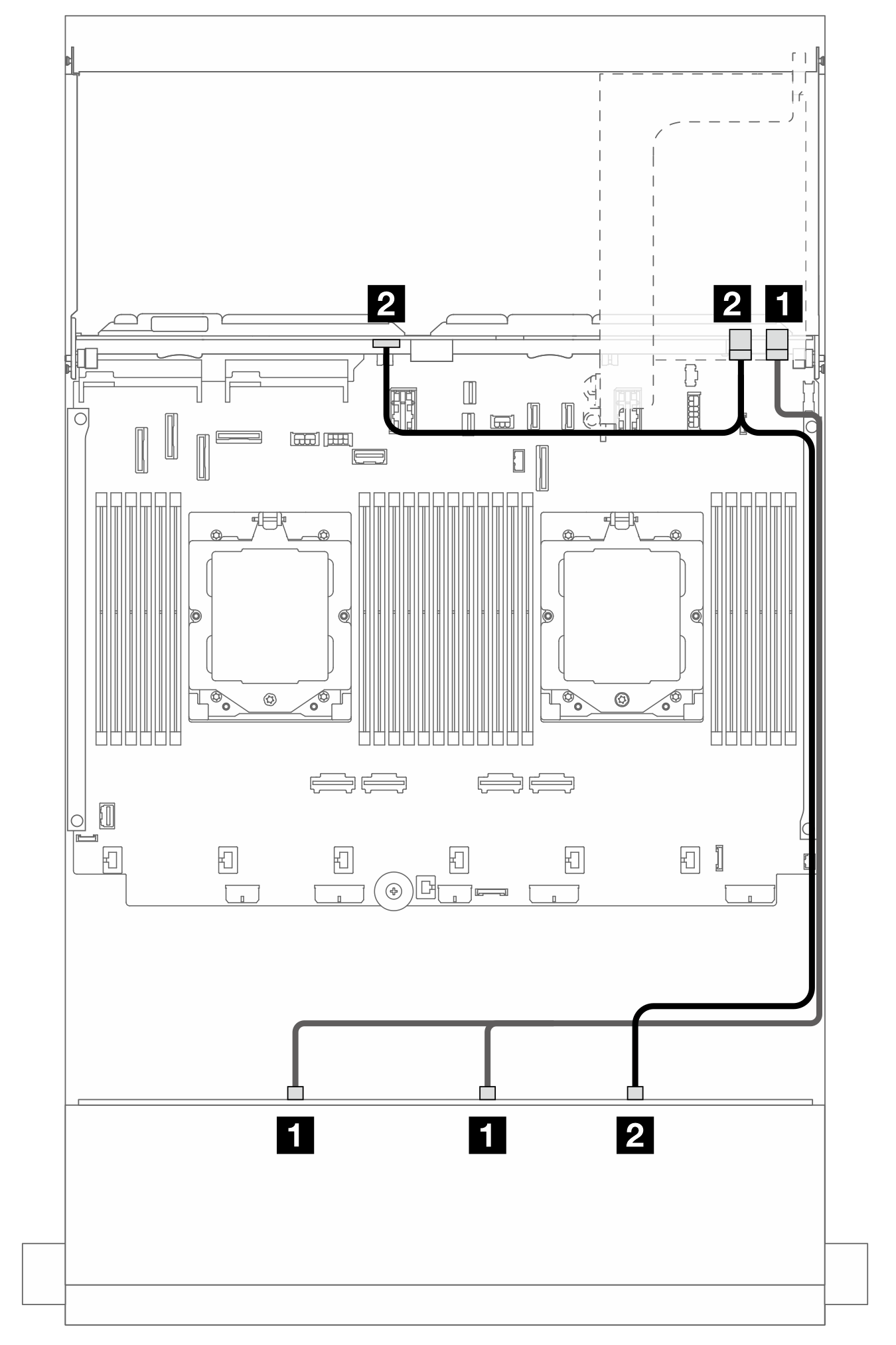 Front/Rear backplane signal cable routing