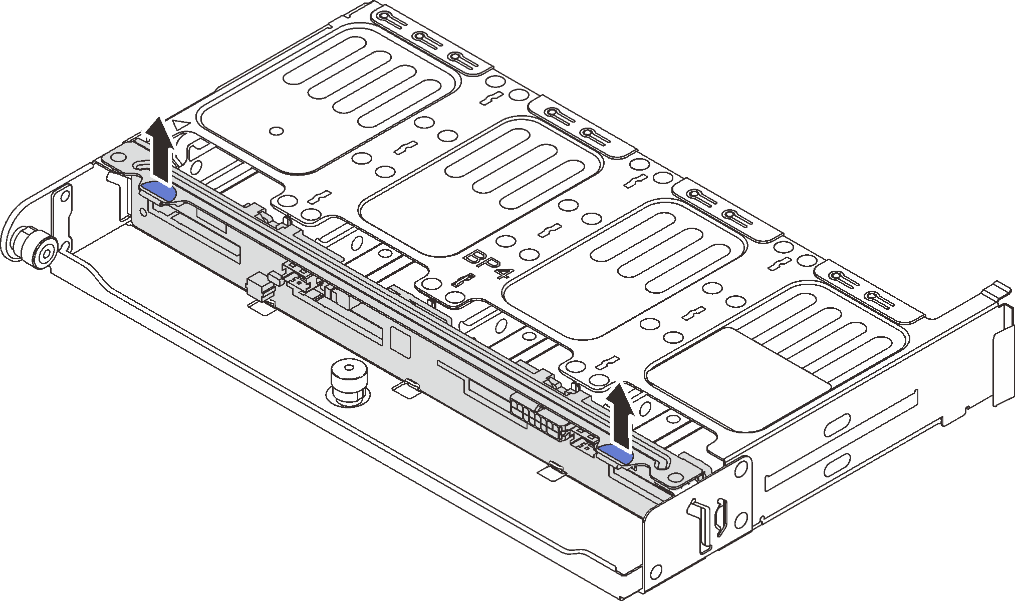 Removing the rear 8 x 2.5-inch drive backplane