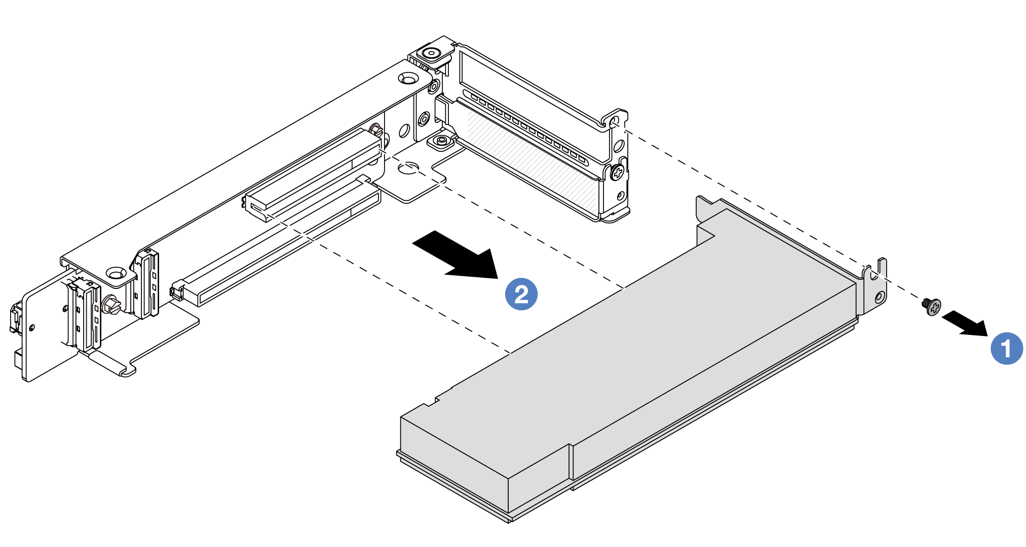 Removing a PCIe adapter from the 4LP riser 3/4 assembly