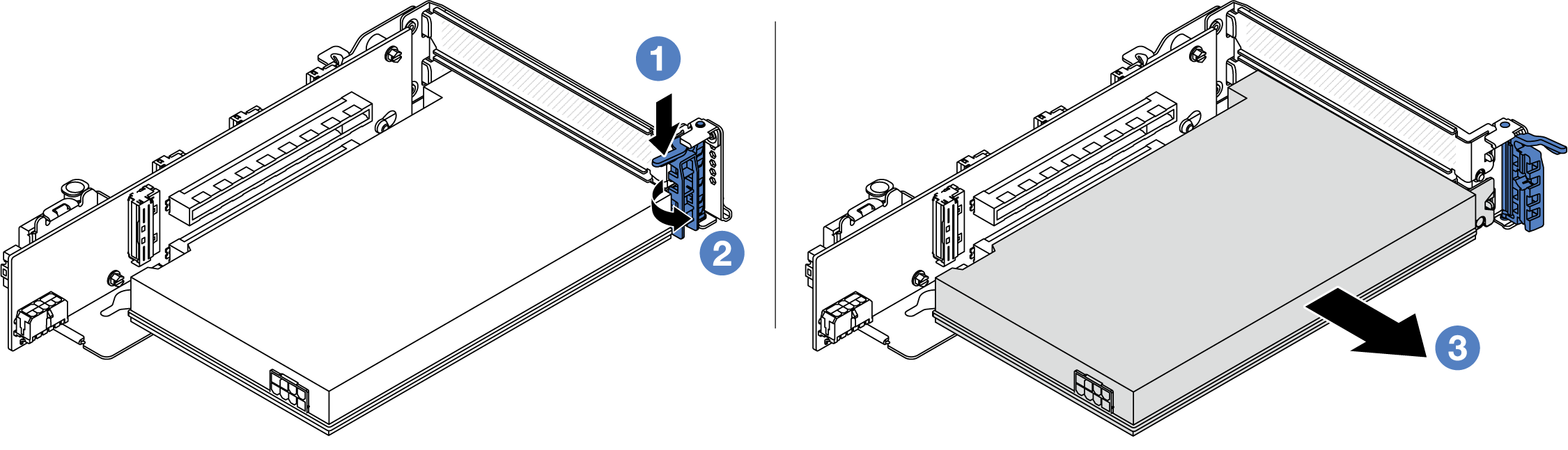 Removing the PCIe adapter from riser 3 assembly