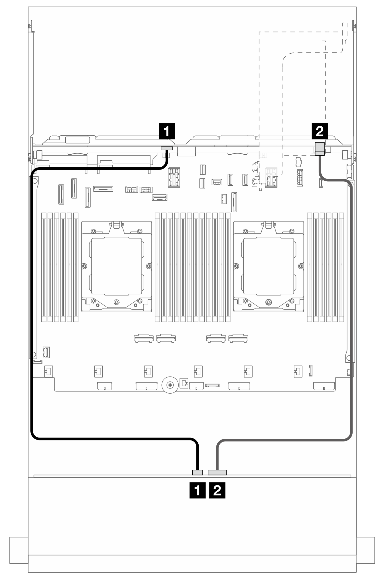 Front/Rear backplane signal cable routing