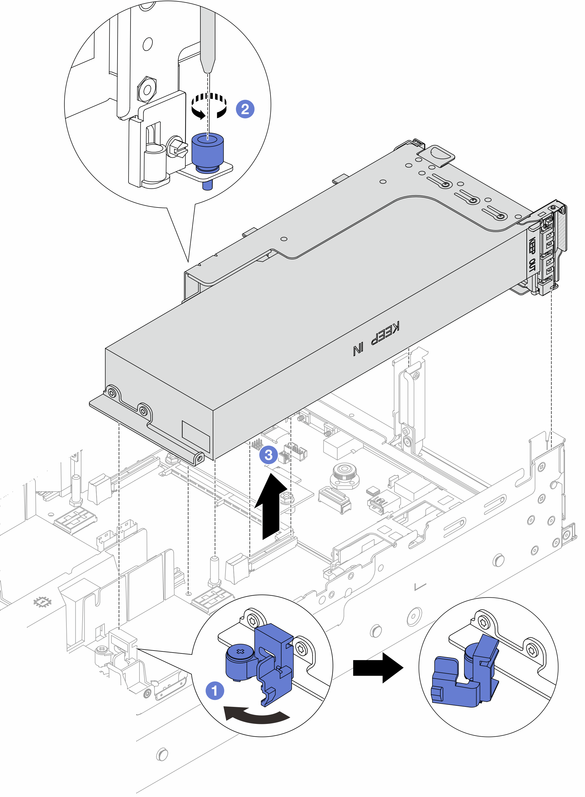 Removing the riser 1 assembly with GPU adapter