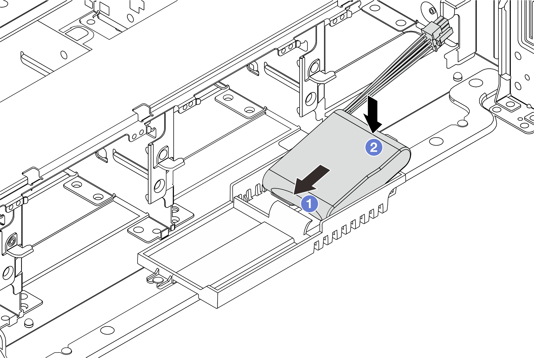 Installing the RAID flash power module on the supercap holder