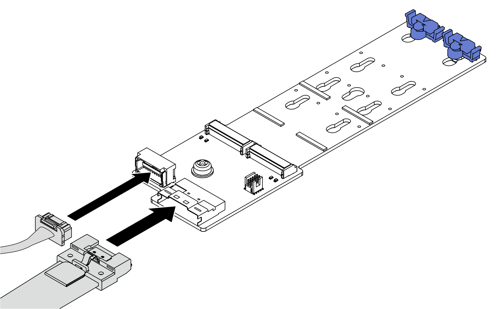 Connecting M.2 cables to M.2 backplane
