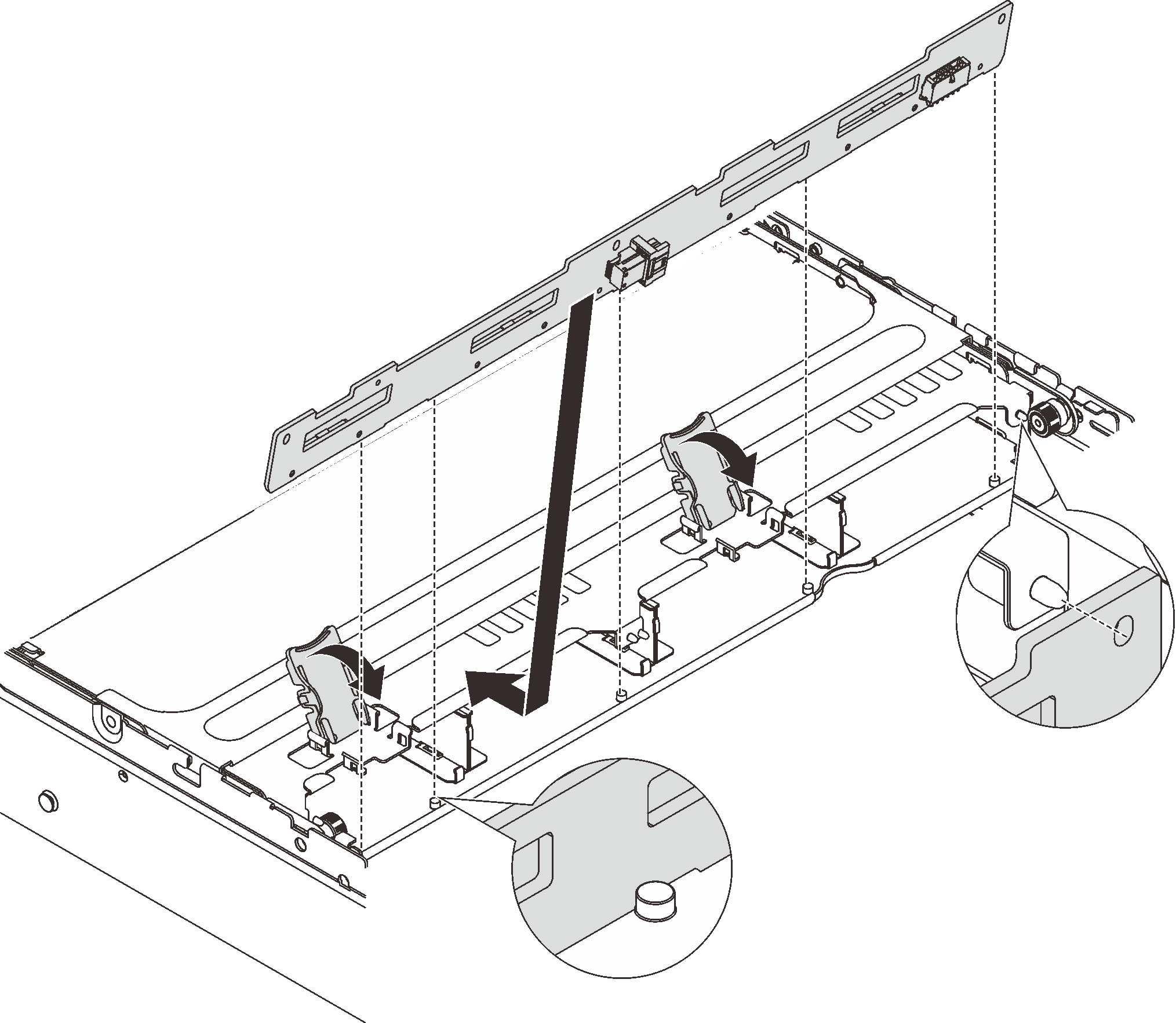 Installing the middle 3.5-inch drive backplane