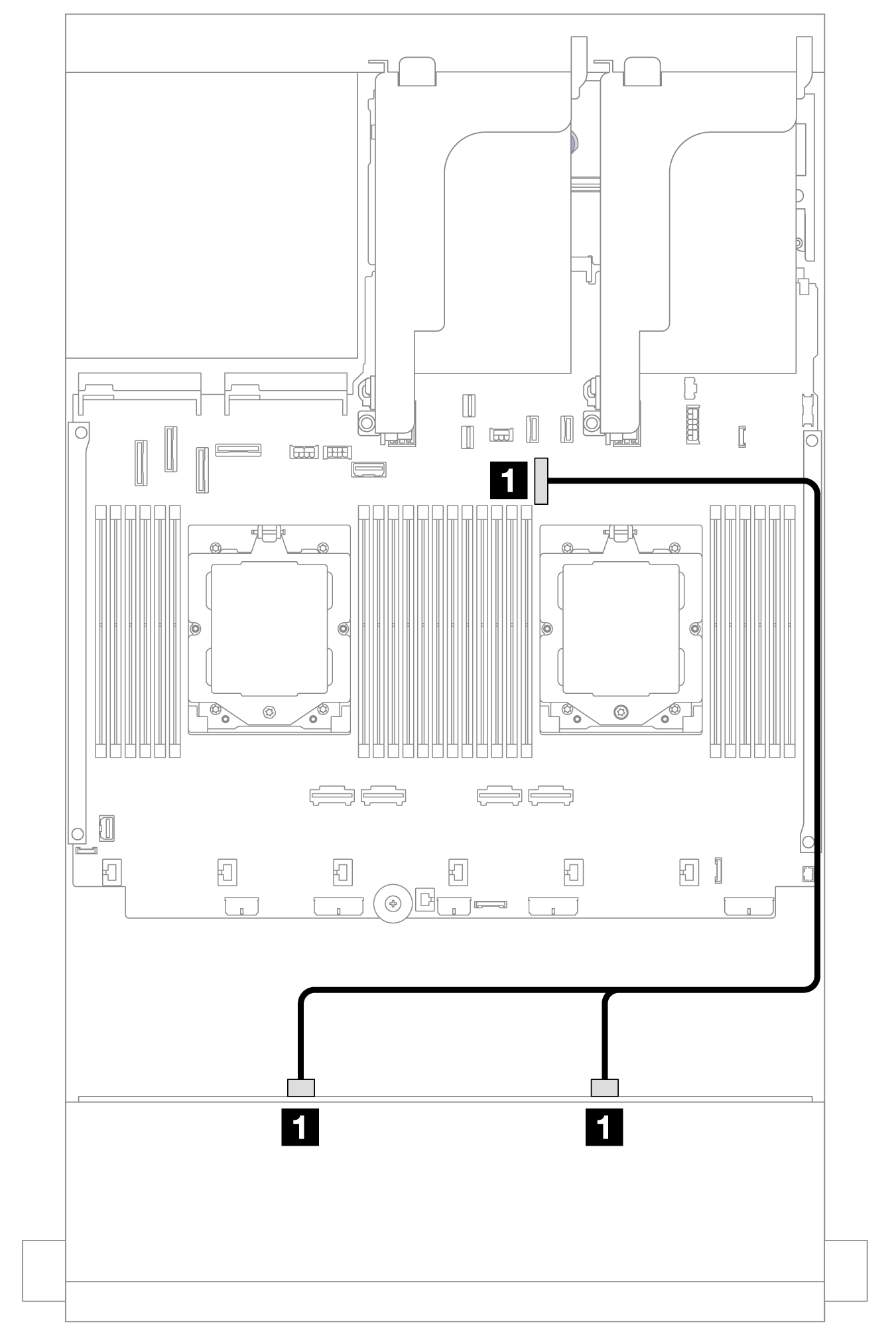 Cable routing to onboard SATA connector