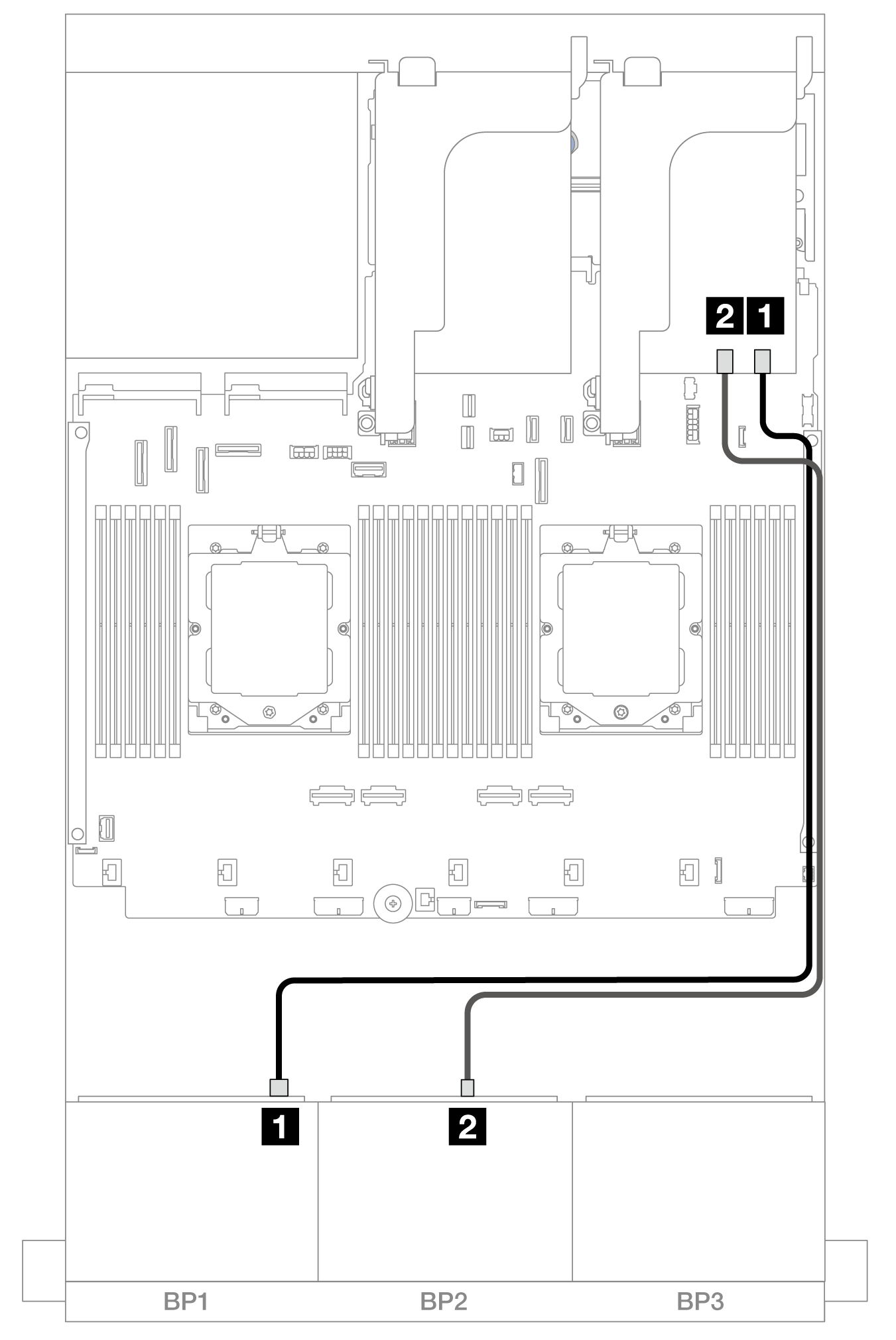 SAS/SATA cable routing to 16i adapter