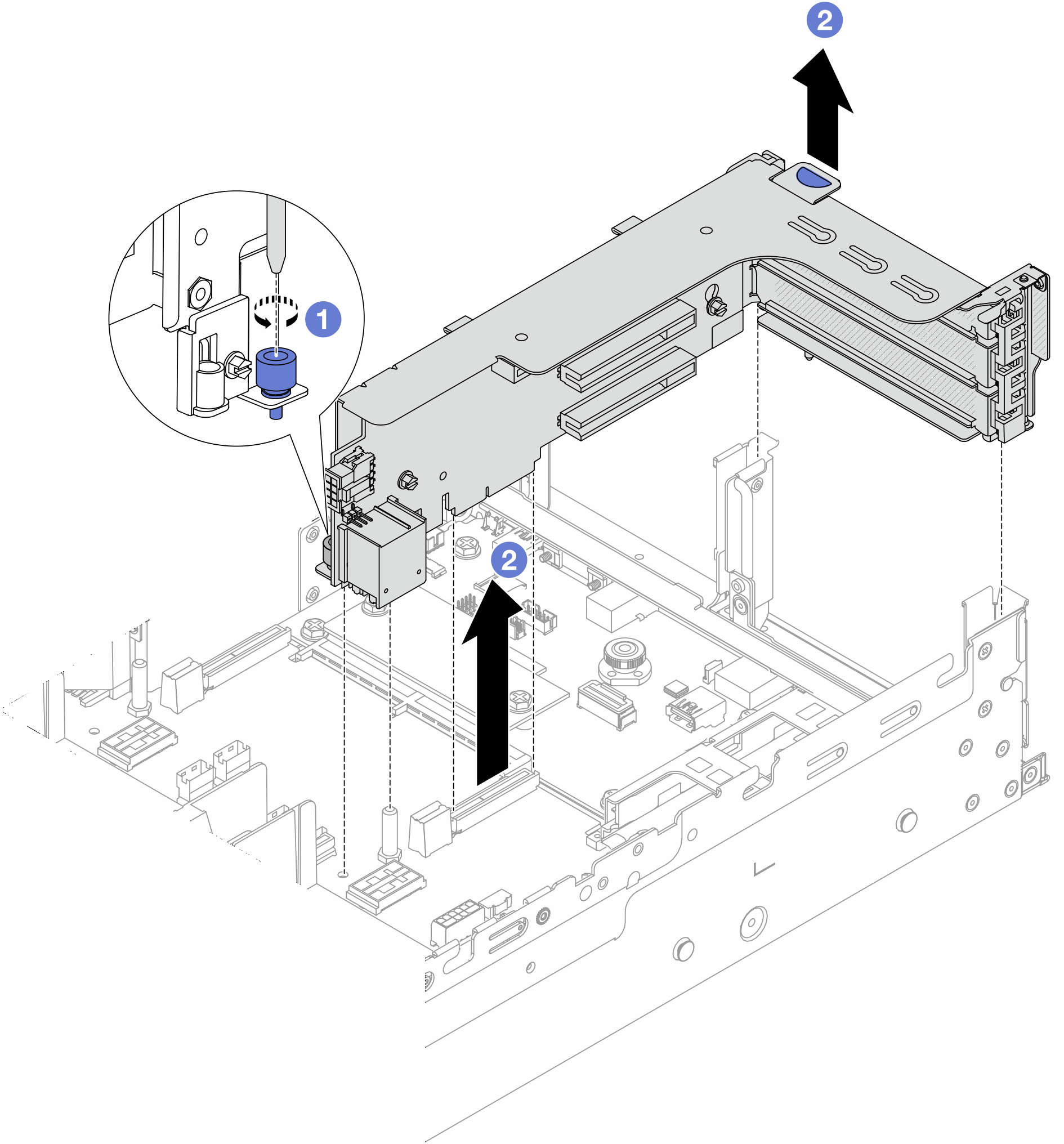 Removing the riser 1 assembly