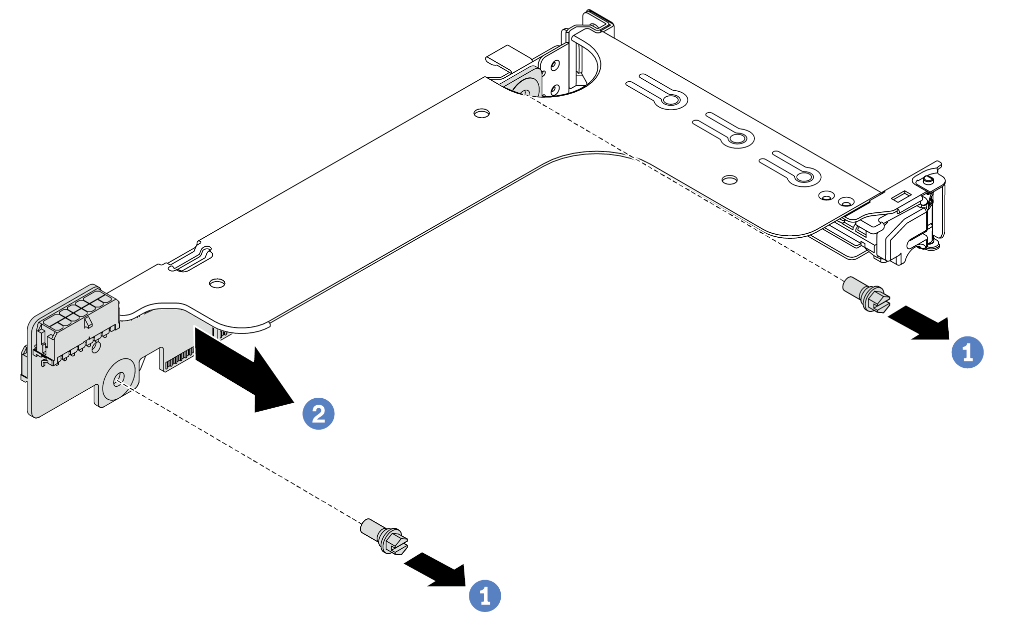 Riser card removal (one-slot or two-slot riser bracket)