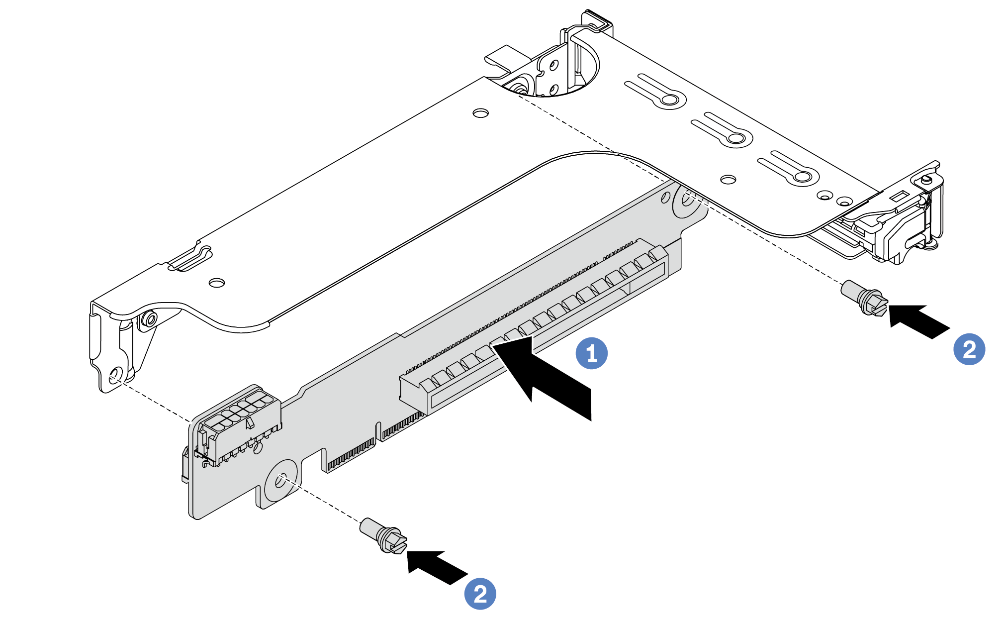 Riser card installation (three-slot riser bracket)
