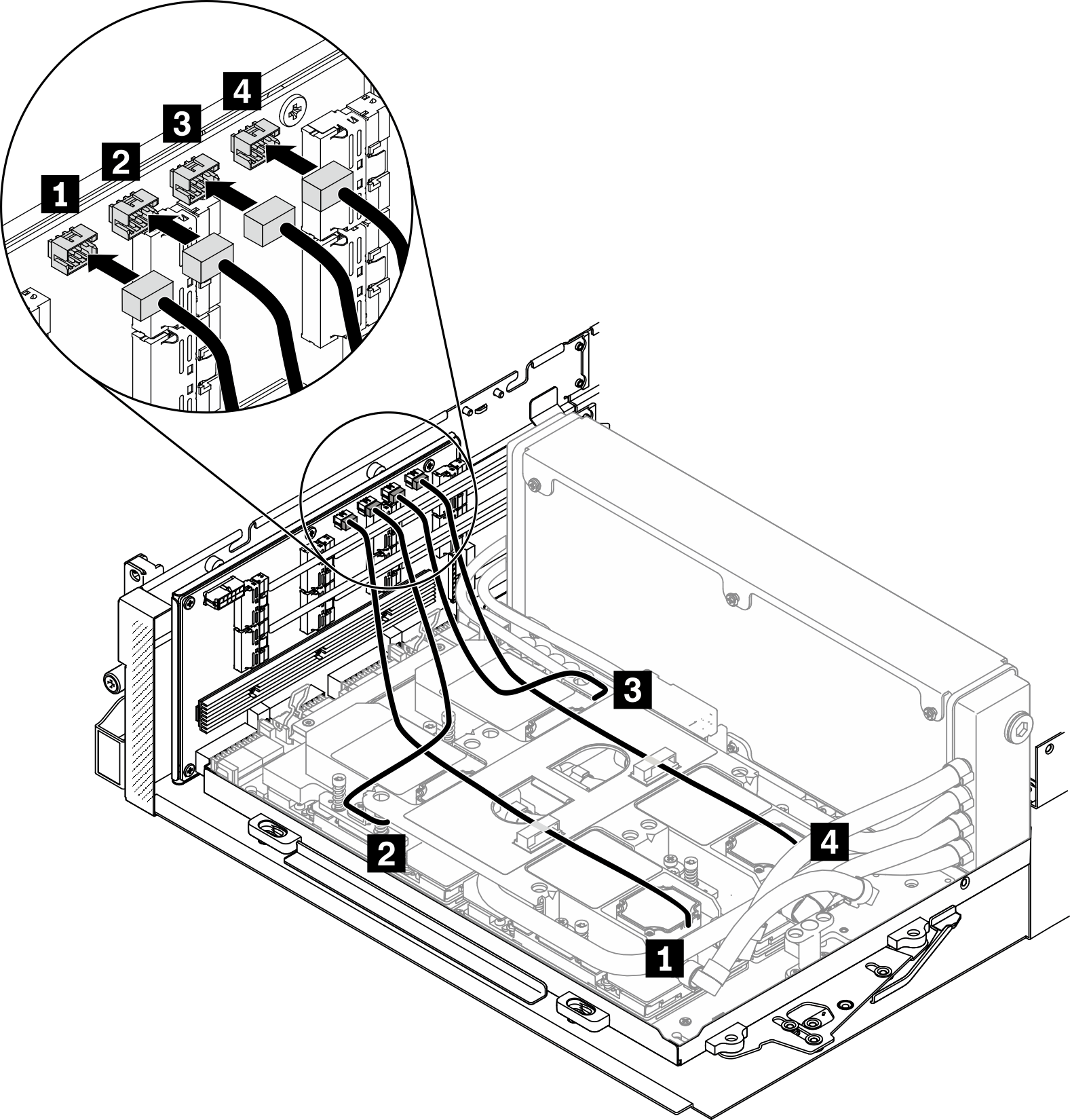 Connecting conjunto de placa de frío pump cables to the conjunto de retemporizador