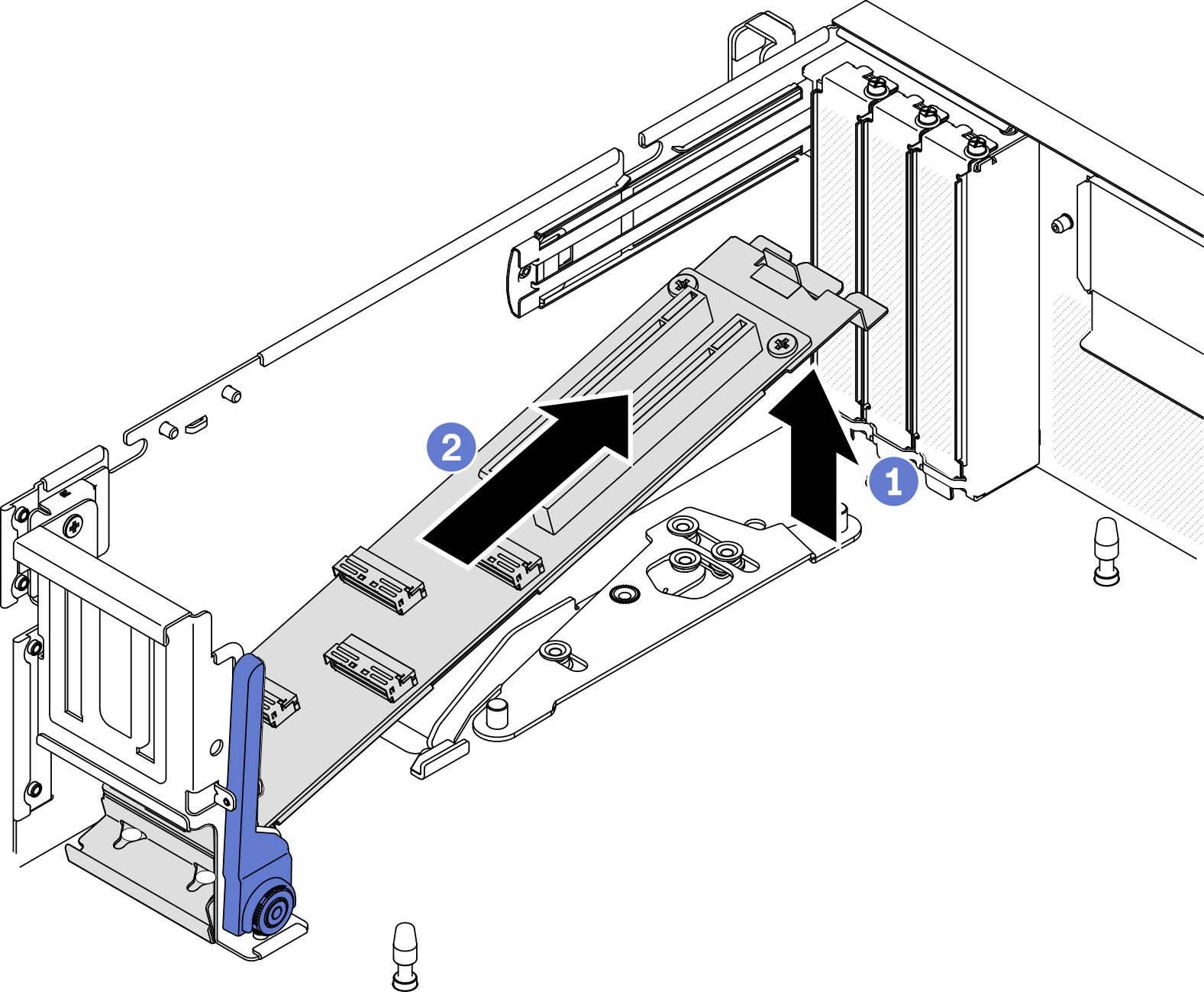 Removing the modulo della scheda di espansione I/O anteriore