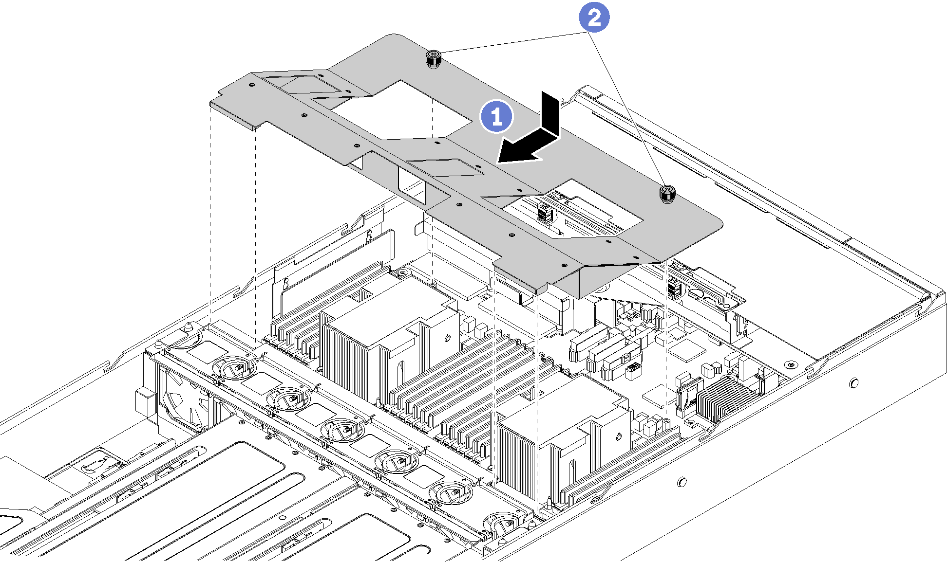 Installation of the standard air baffle