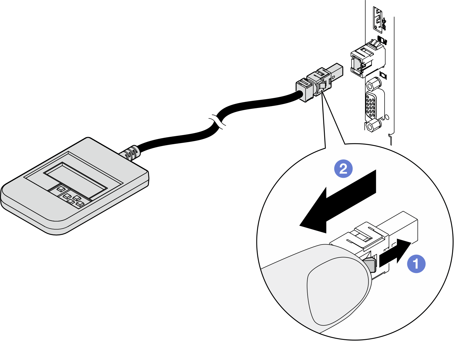 Unplugging the external diagnostics handset