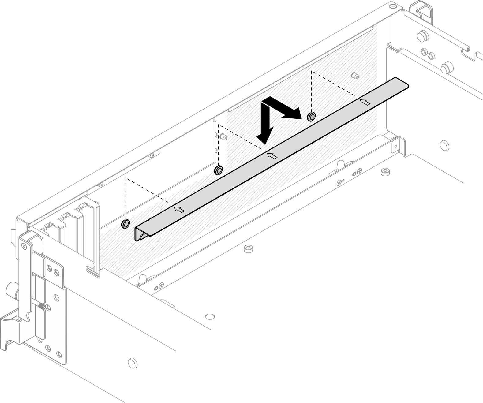 Front drive tray support bracket installation