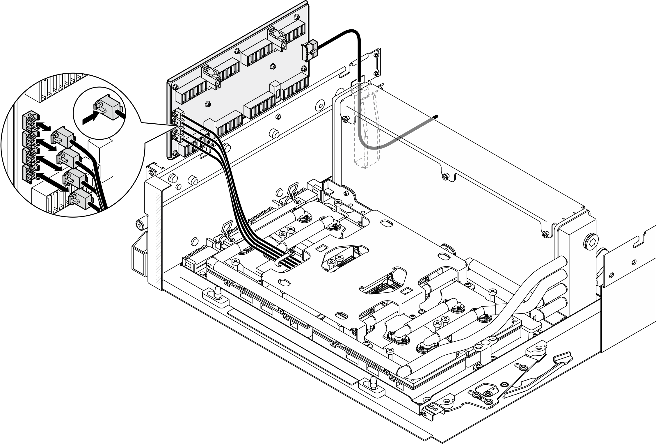Cold plate assembly pump cable connection
