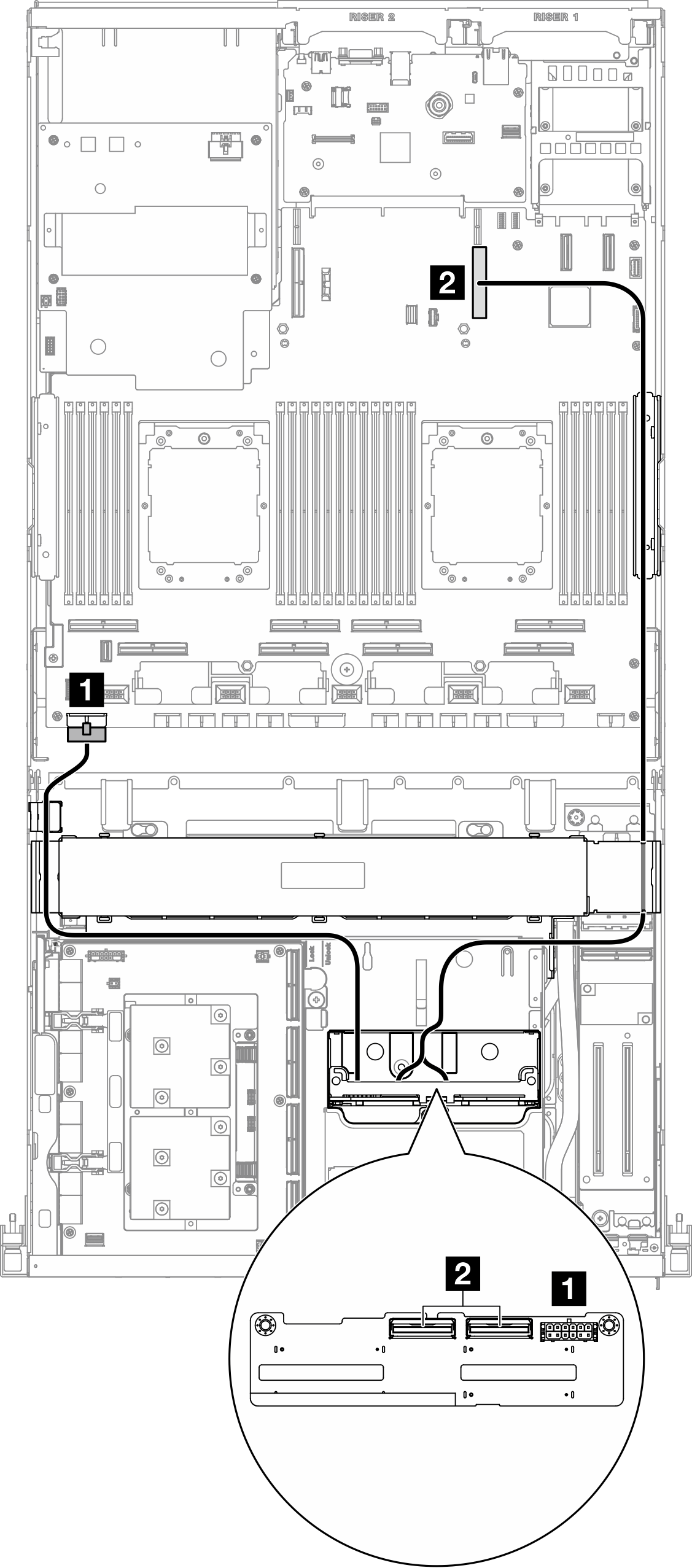 2.5-inch drive backplane cable routing