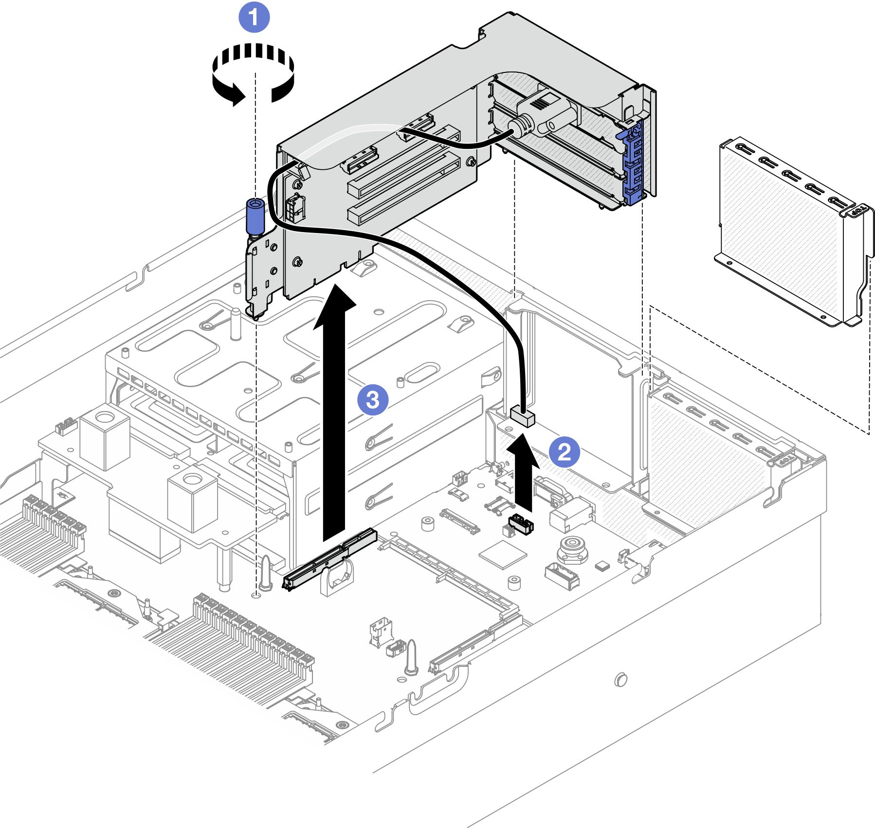 PCIe riser 2 removal (with serial port module)