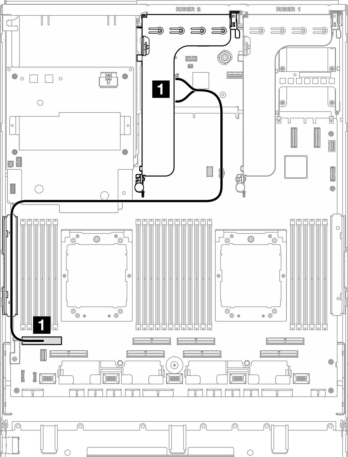 PCIe riser 2 cable routing