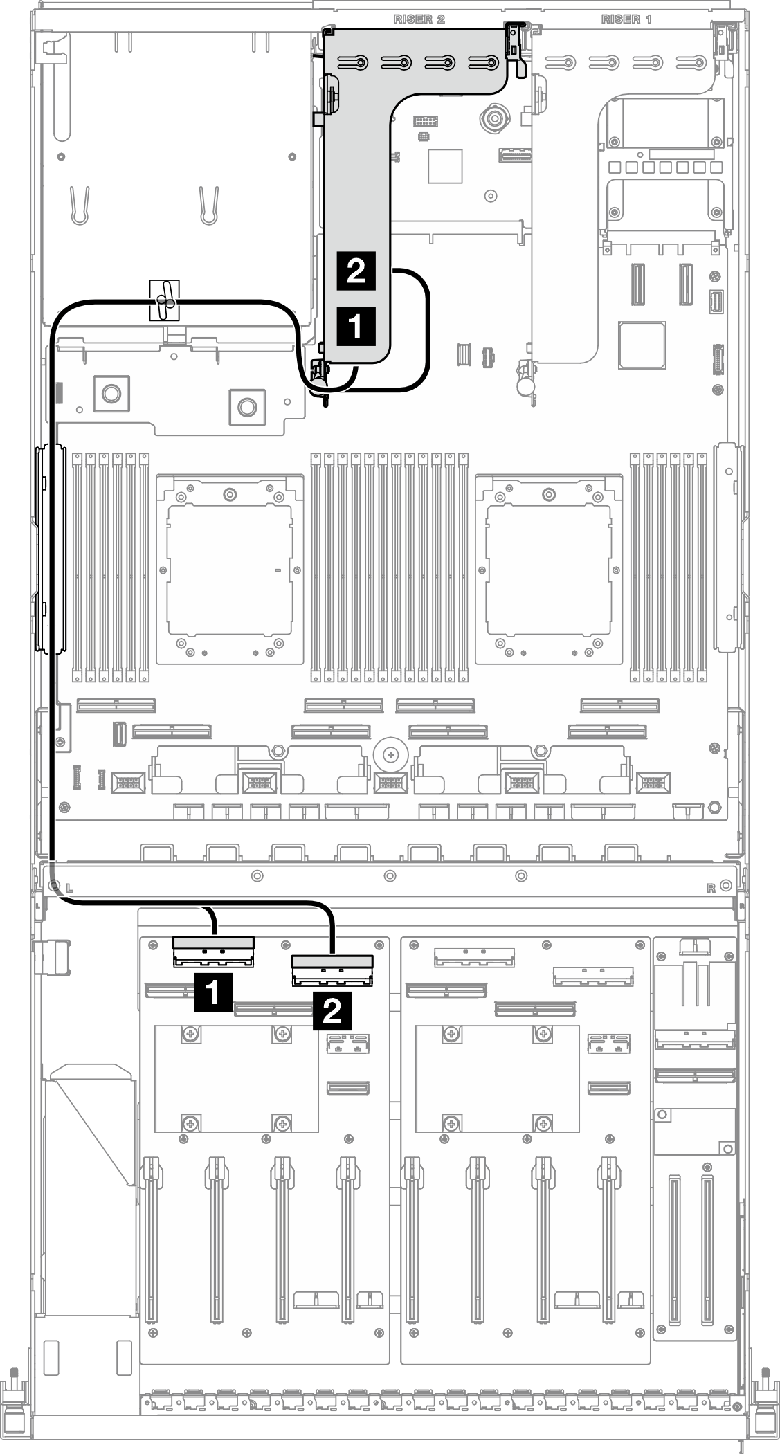 PCIe riser 2 cable routing