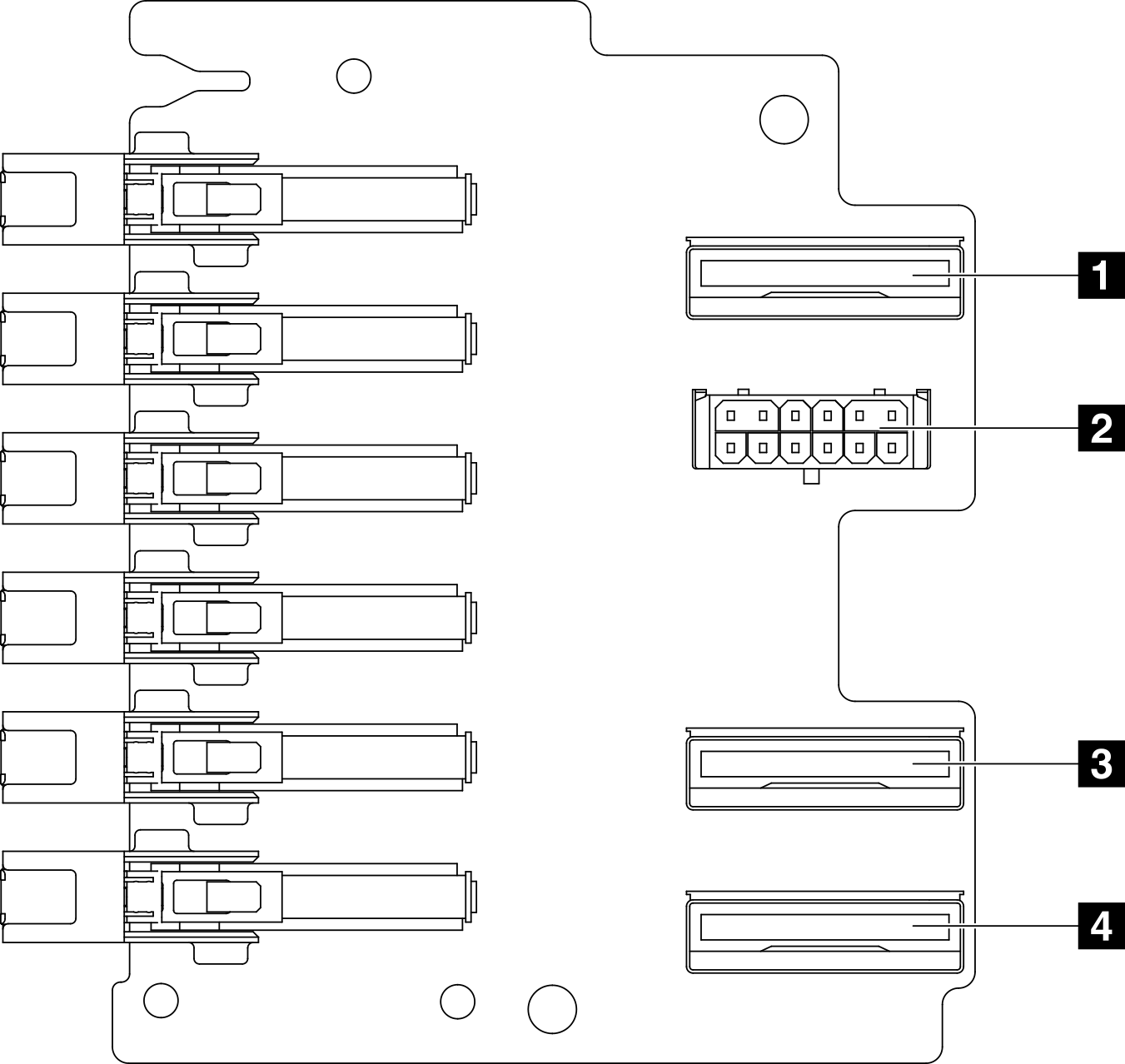 6x E1.S NVMe backplane connectors