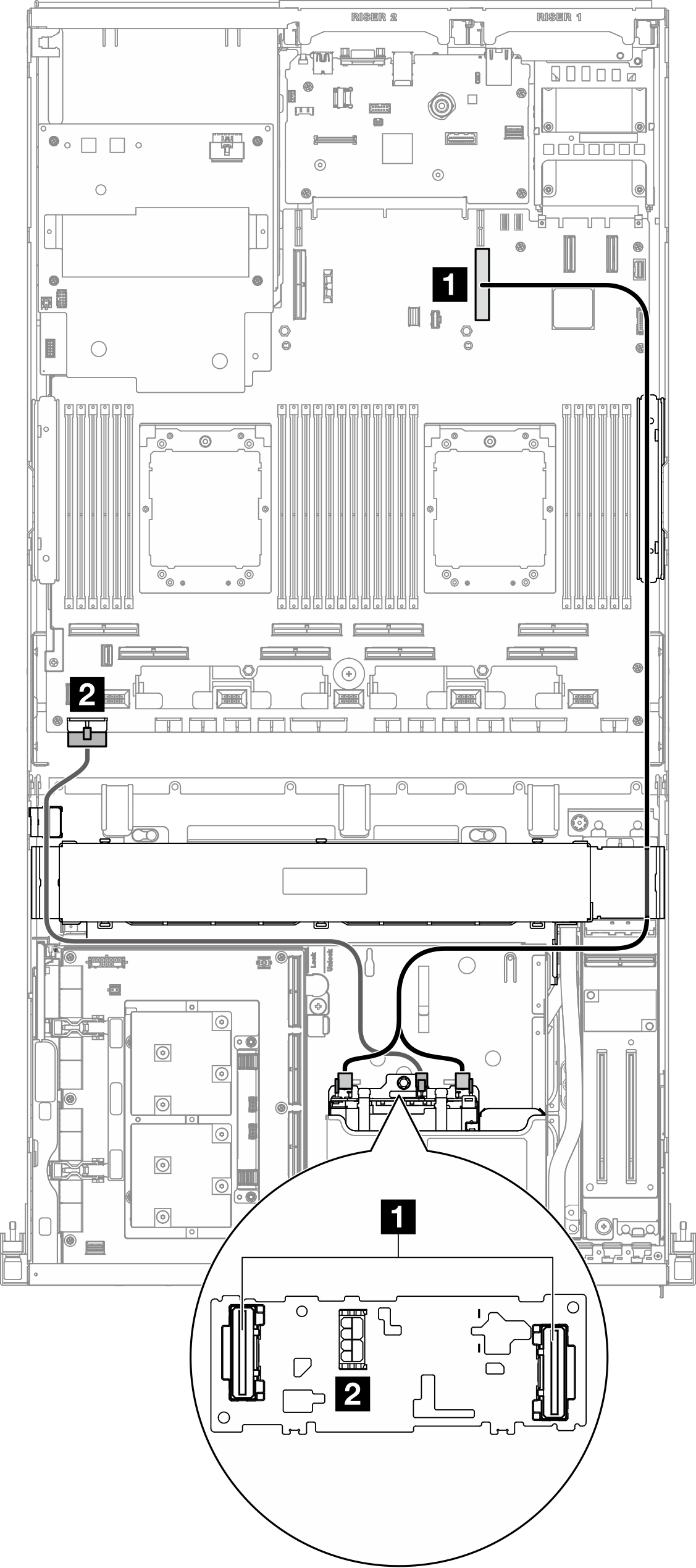 E3.S drive backplane cable routing