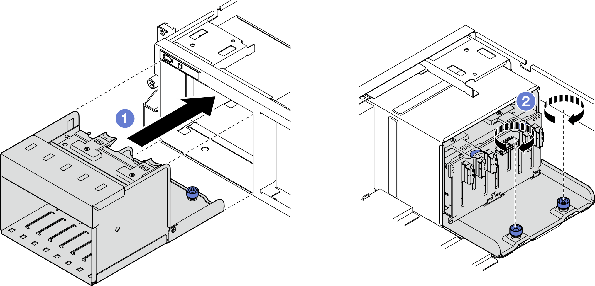 2.5-inch drive cage assembly installation