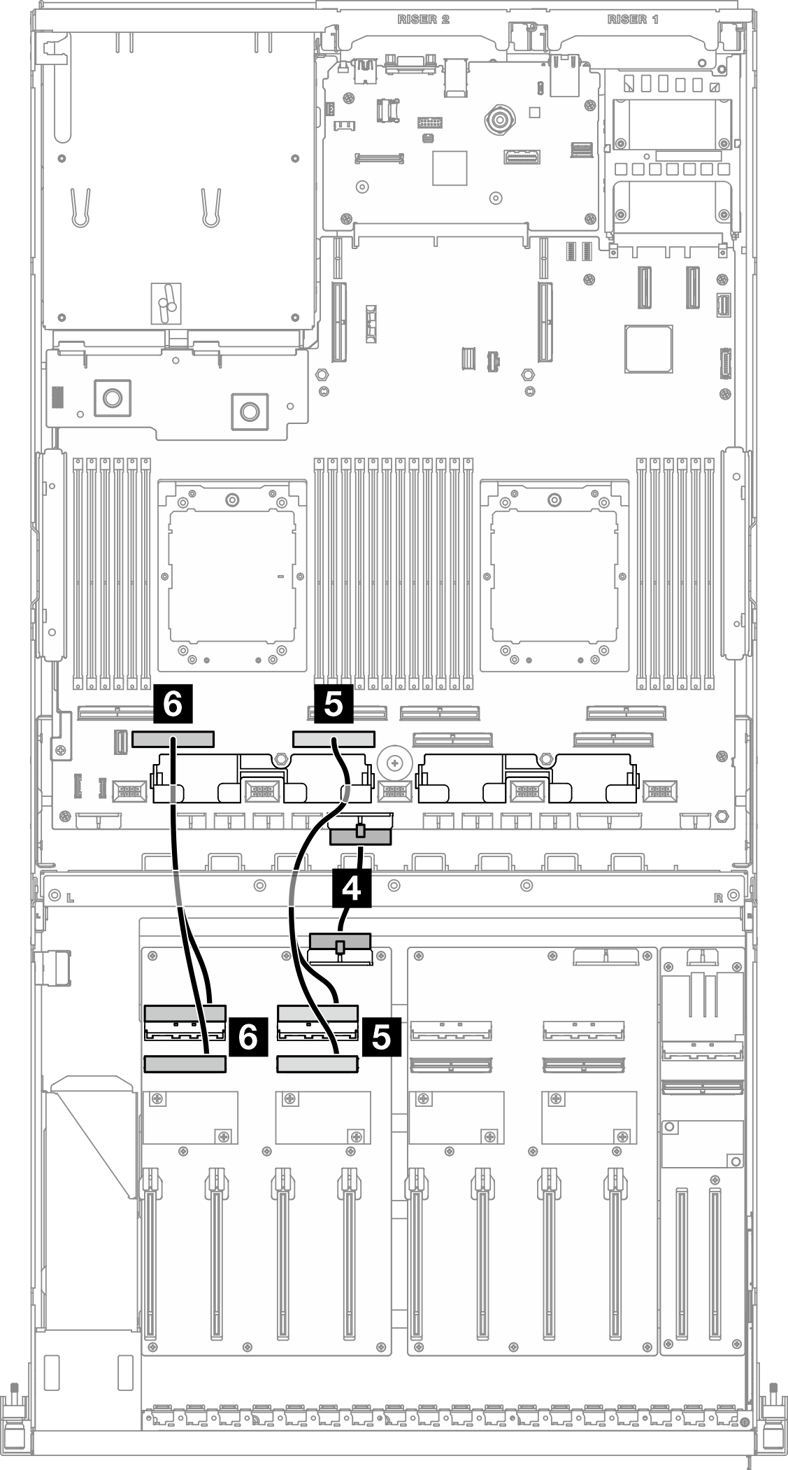 ダイレクト GPU 分電盤 cable routing (left side)