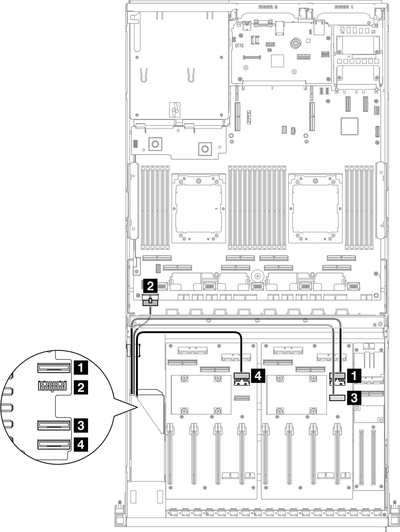 E1.S drive backplane cable routing